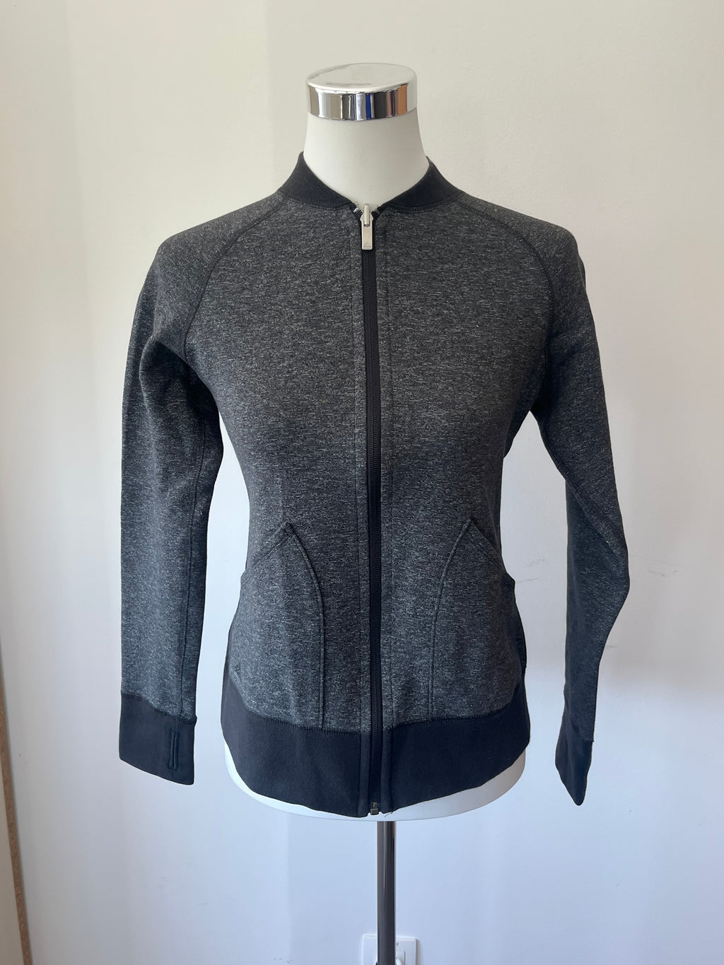 Adidas Performance Full-Zip Jacket, Medium, Heathered Black, Very Good Condition