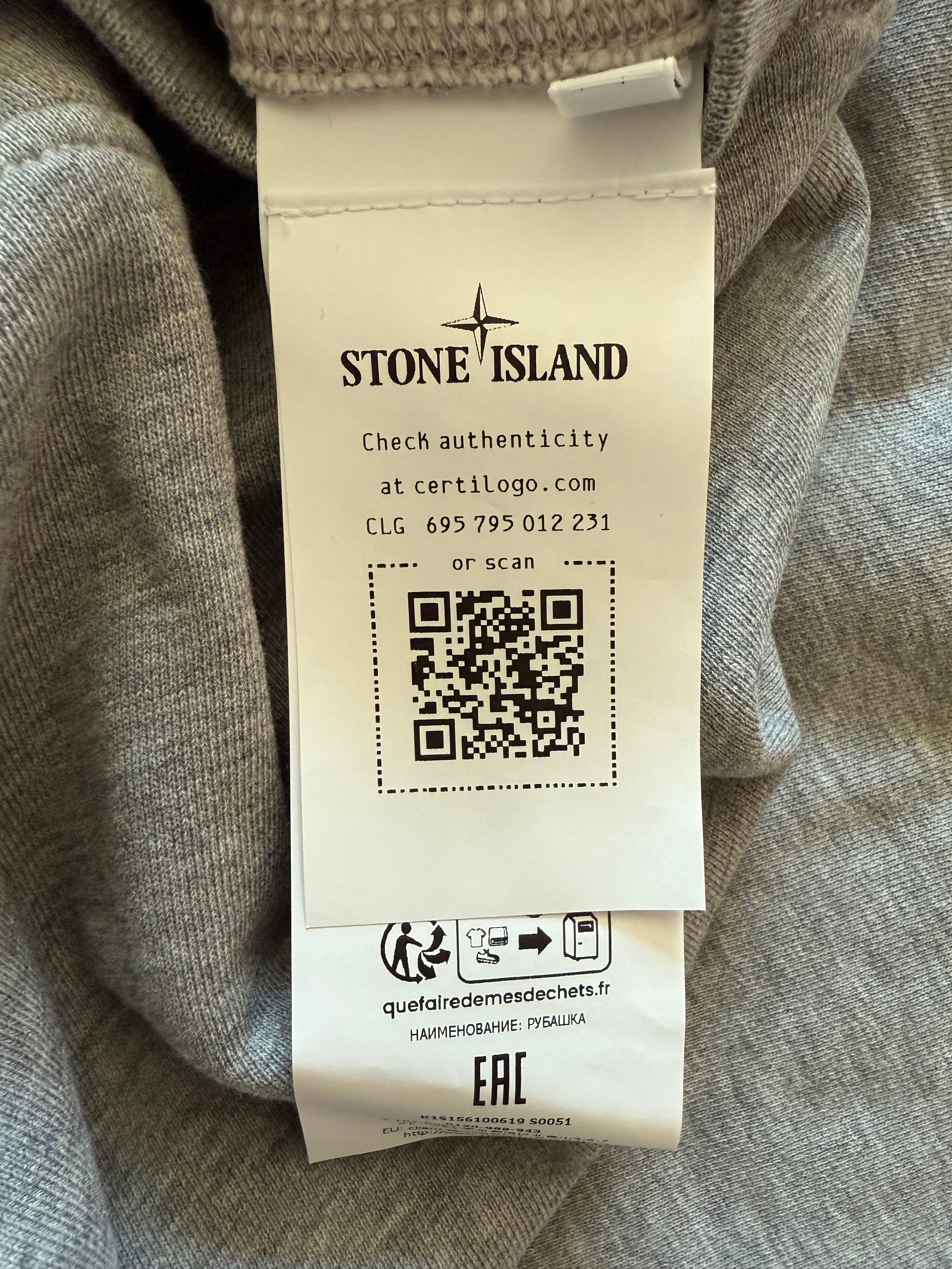 Stone Island Zip Hoodie – Grau Melange, Gr. M, Neu mit Etikett