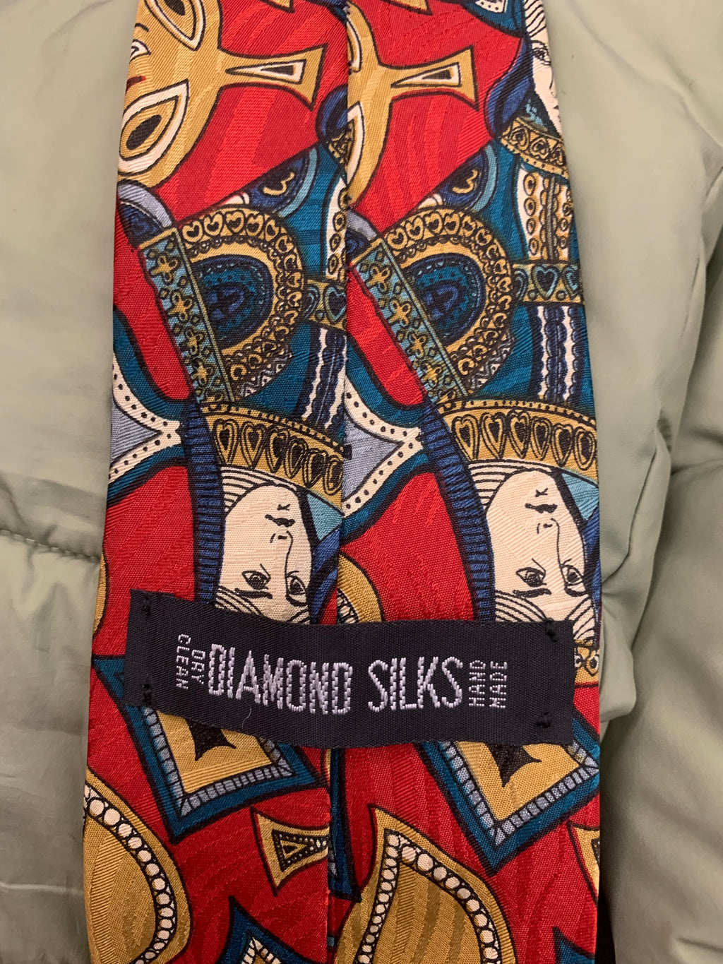Diamond Silks 100% Seidenkrawatte – Kartenmotiv – Handgefertigt – Wie Neu