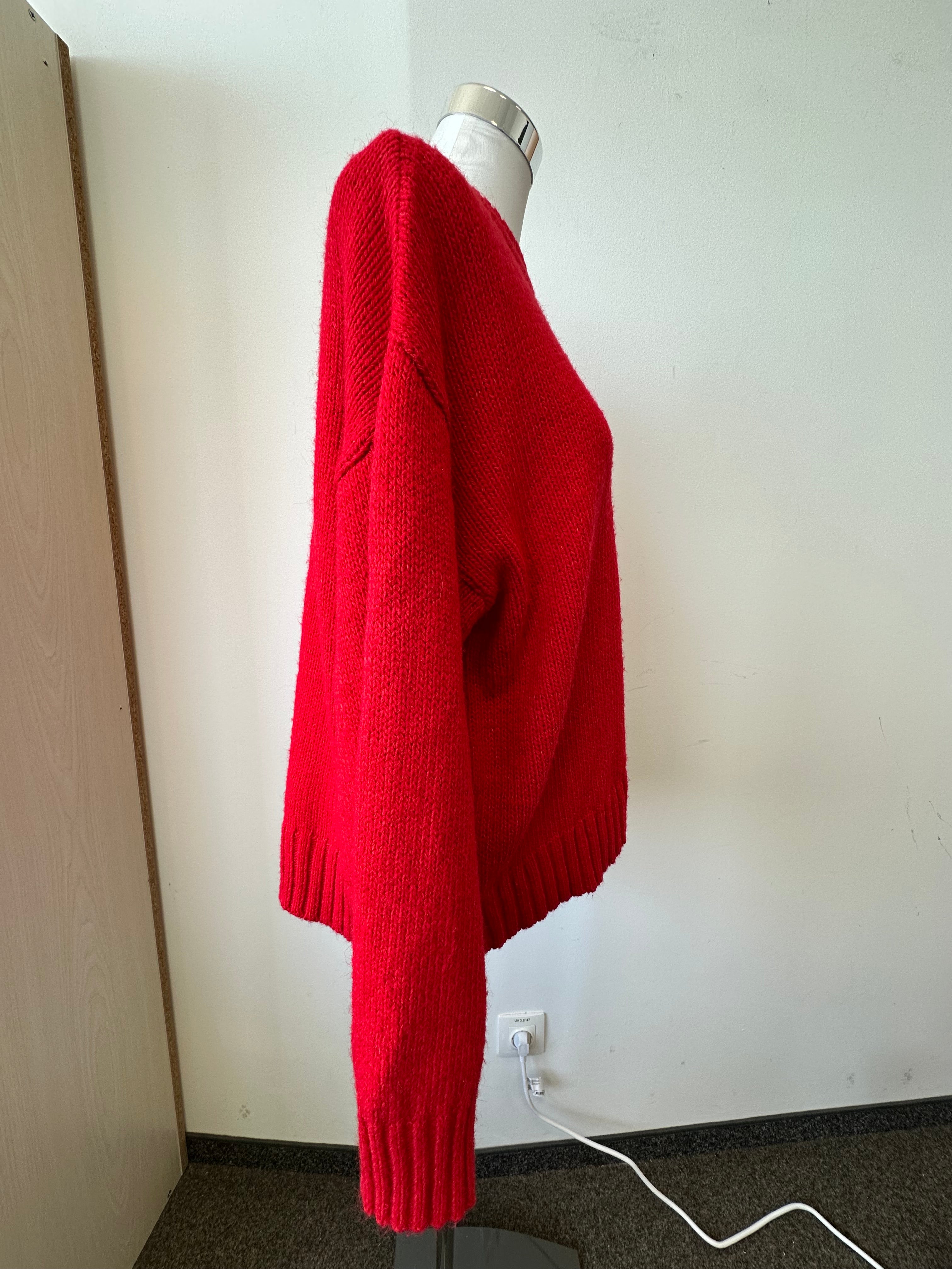 NA-KD Oversized Knit Sweater Red Large Very Good Condition