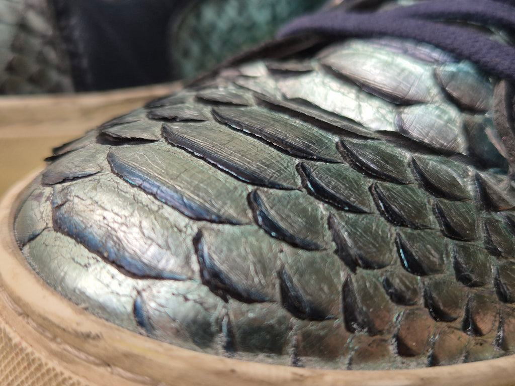 Roberto Botticelli Limited Python-Leder Sneakers Blau/Aqua Gr. 38, guter Zustand