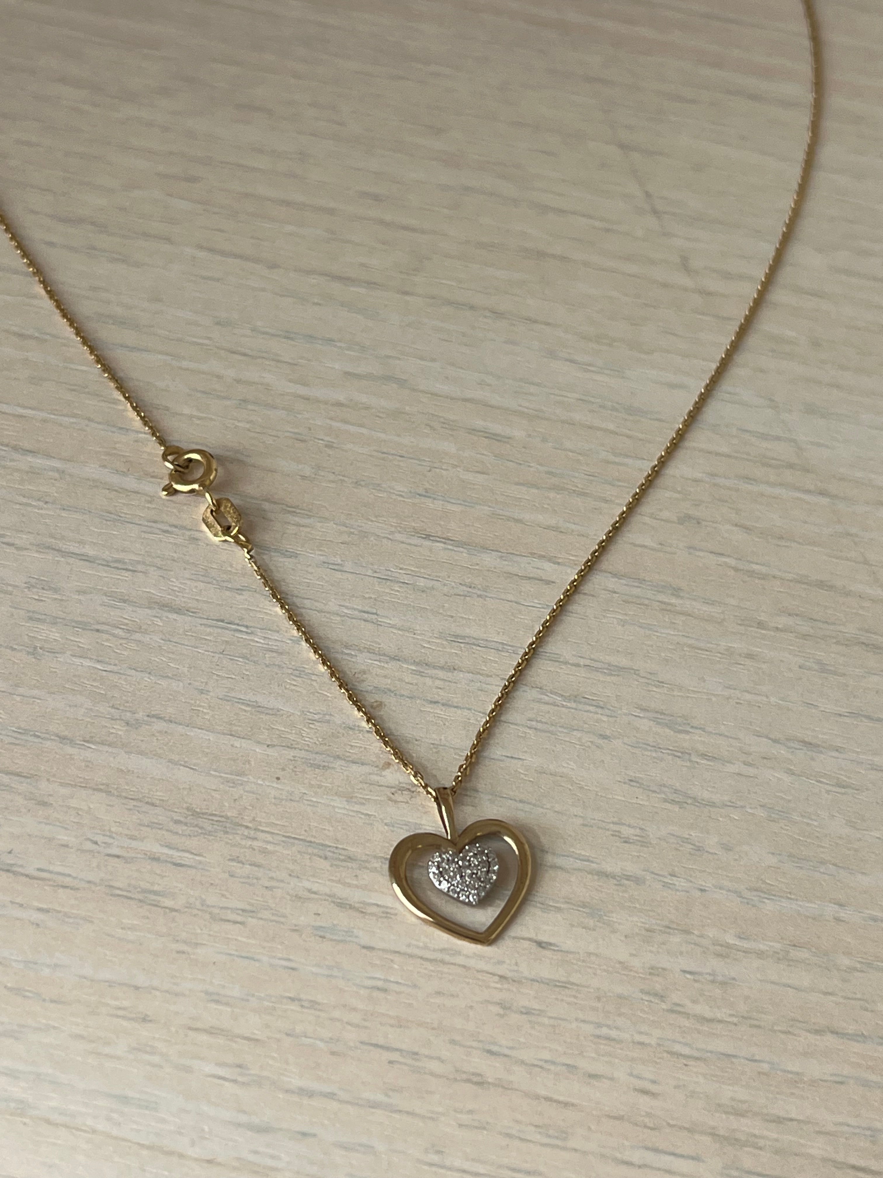 Atelier du Diamant Herz-Kette – 18K vergoldet, 925 Silber, Diamant, Wie Neu