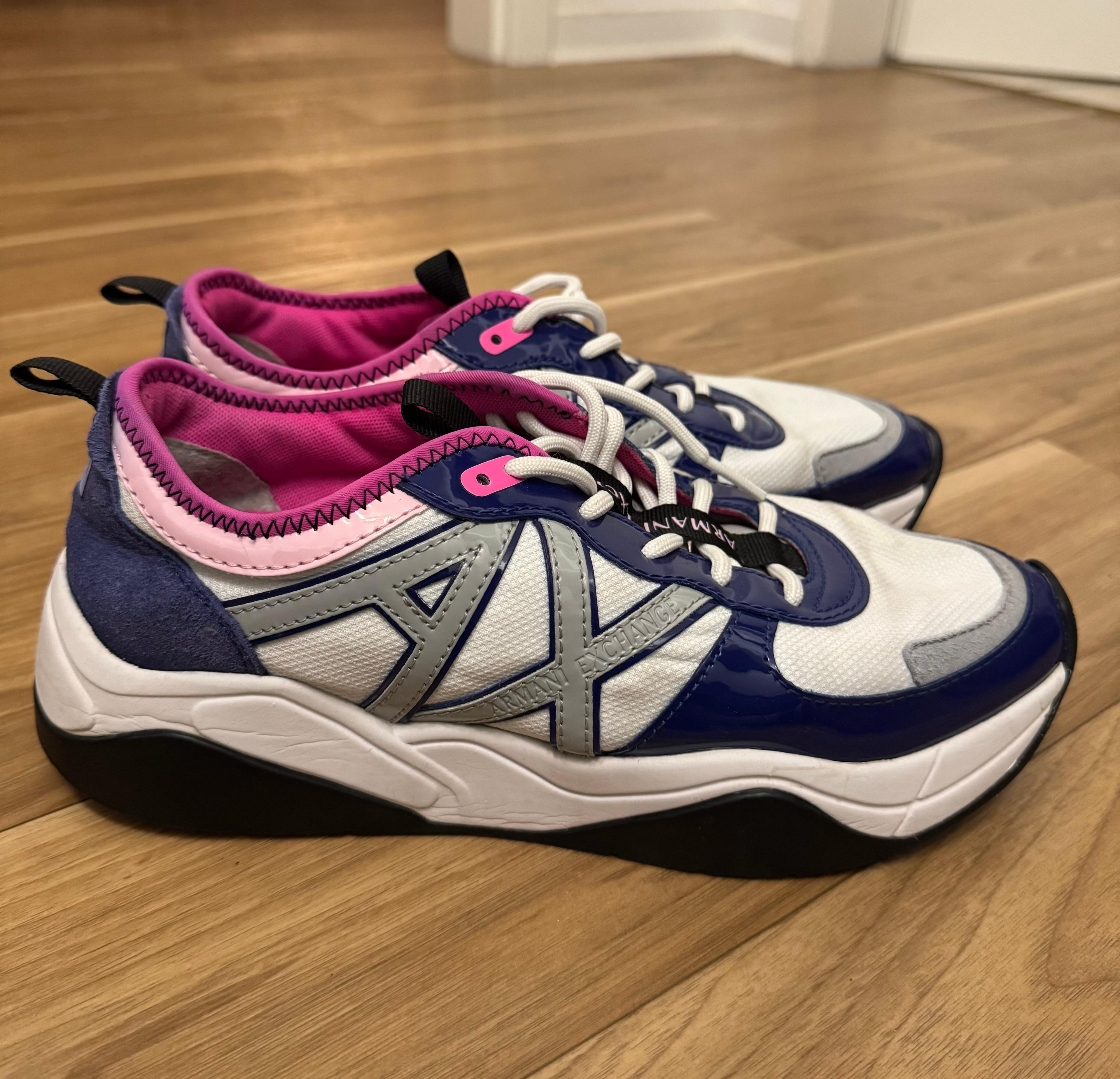 Armani Exchange Chunky Low-Top Sneakers EU 39 White/Blue/Pink – Very Good