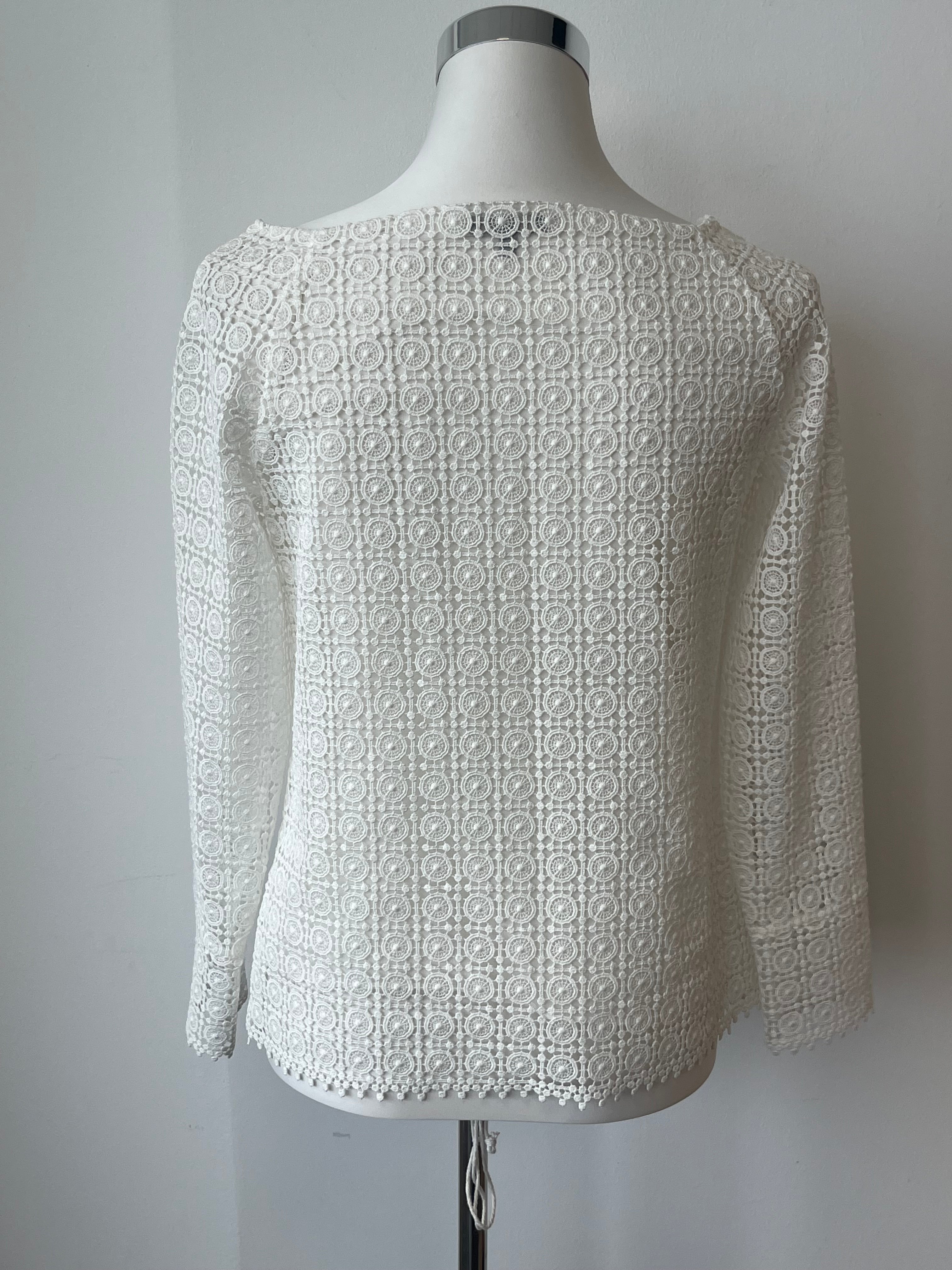 Massimo Dutti Guipure Lace Blouse | EU 36 | Ivory | Geometric | Very Good