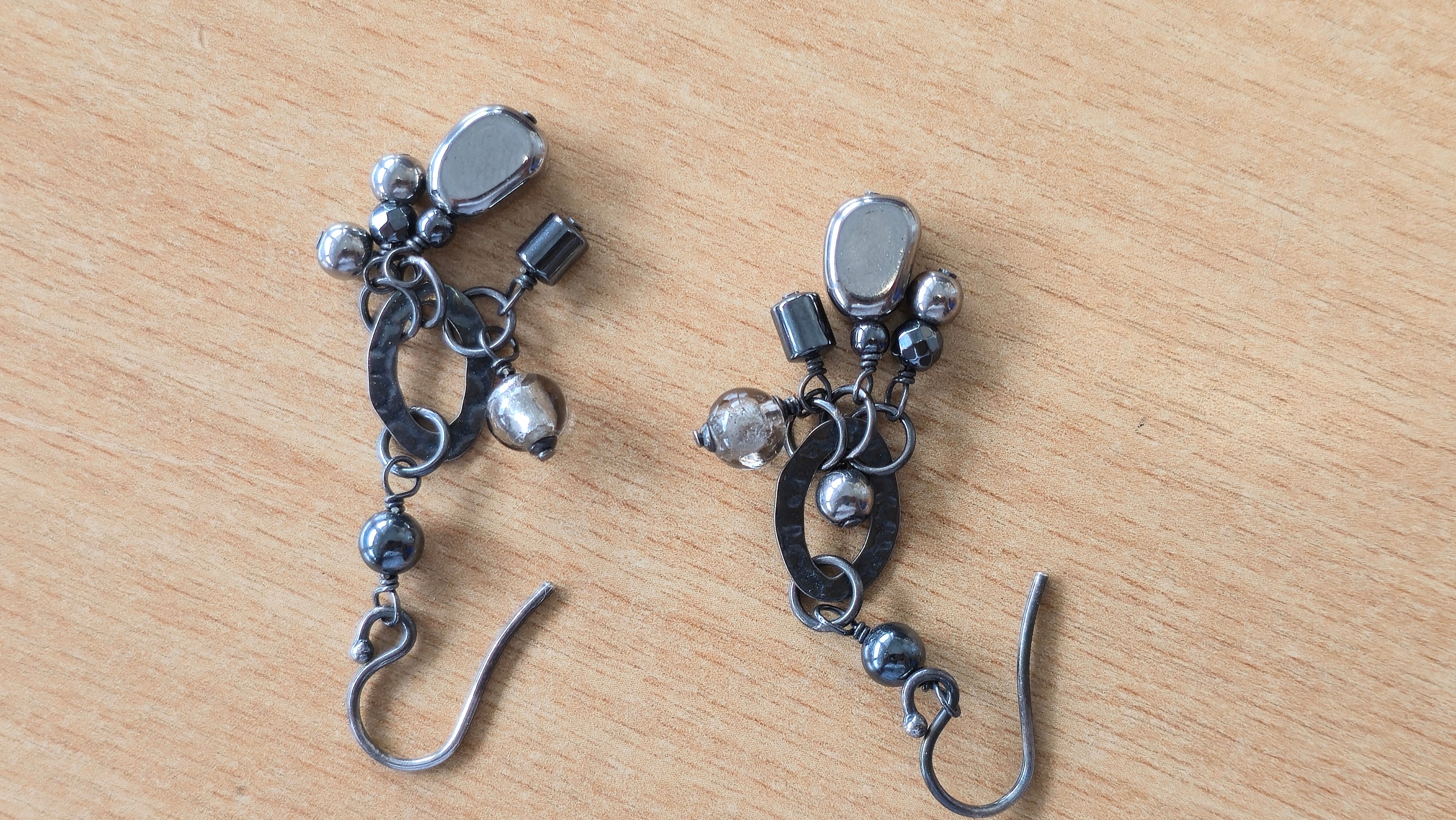 Silpada 925 Silber Ohrringe, gehämmert, Anhänger, mittel, guter Zustand