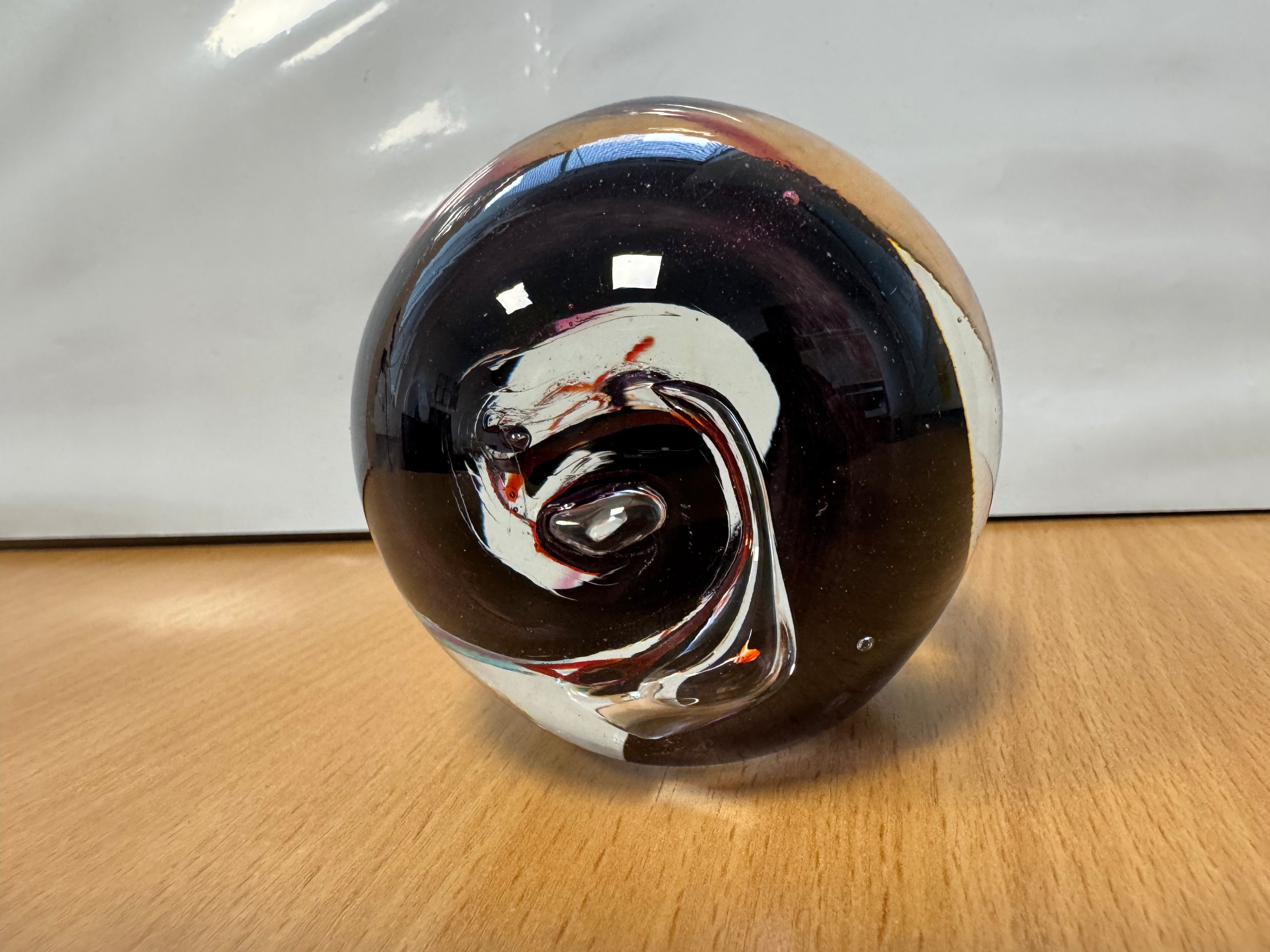 Robert Eckholt Glass Art Paperweight Iridescent Peacock, 7–8cm, Very Good