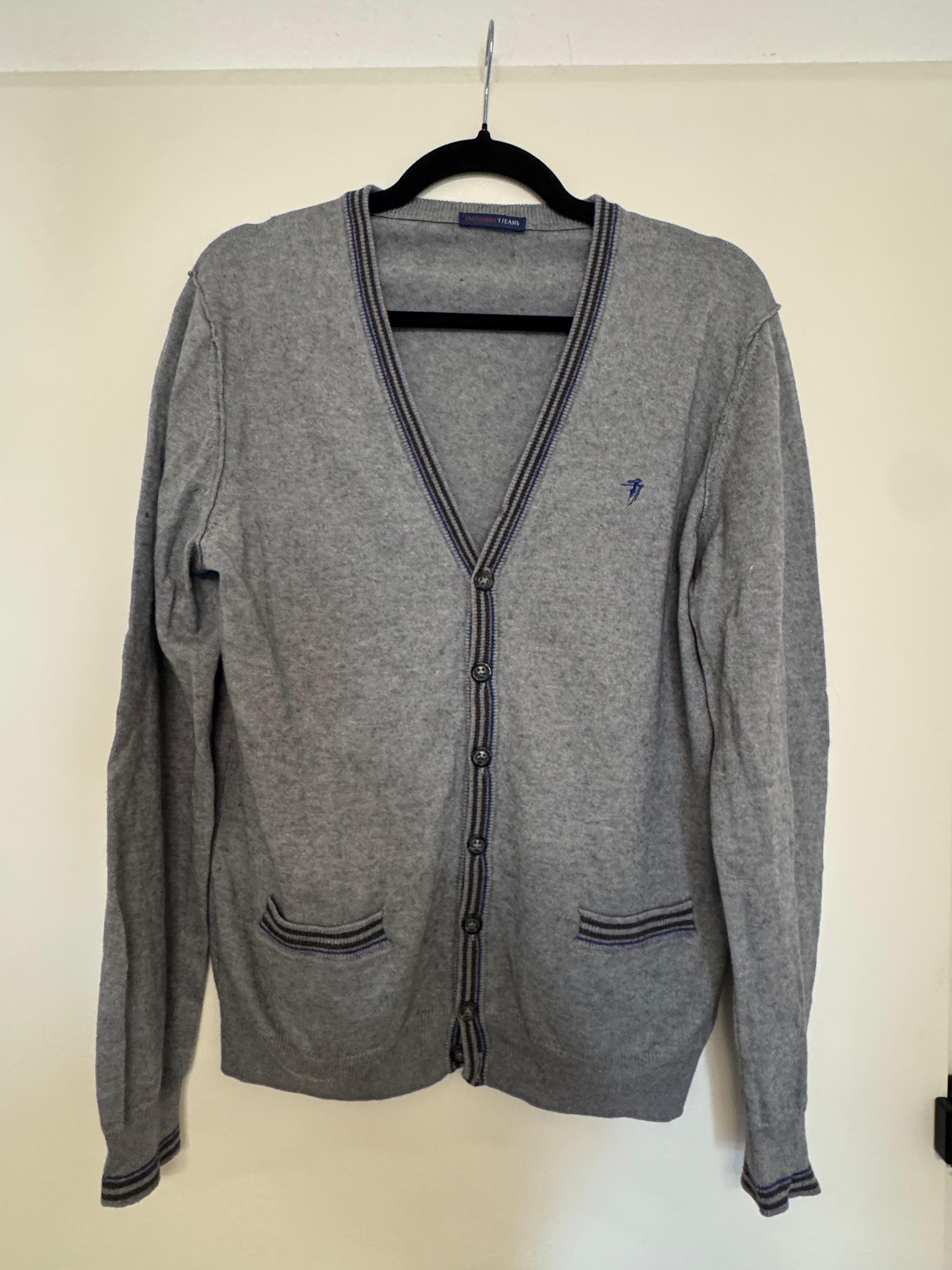 Trussardi Jeans Herren Cardigan Grau Gr. M – Sehr Guter Zustand