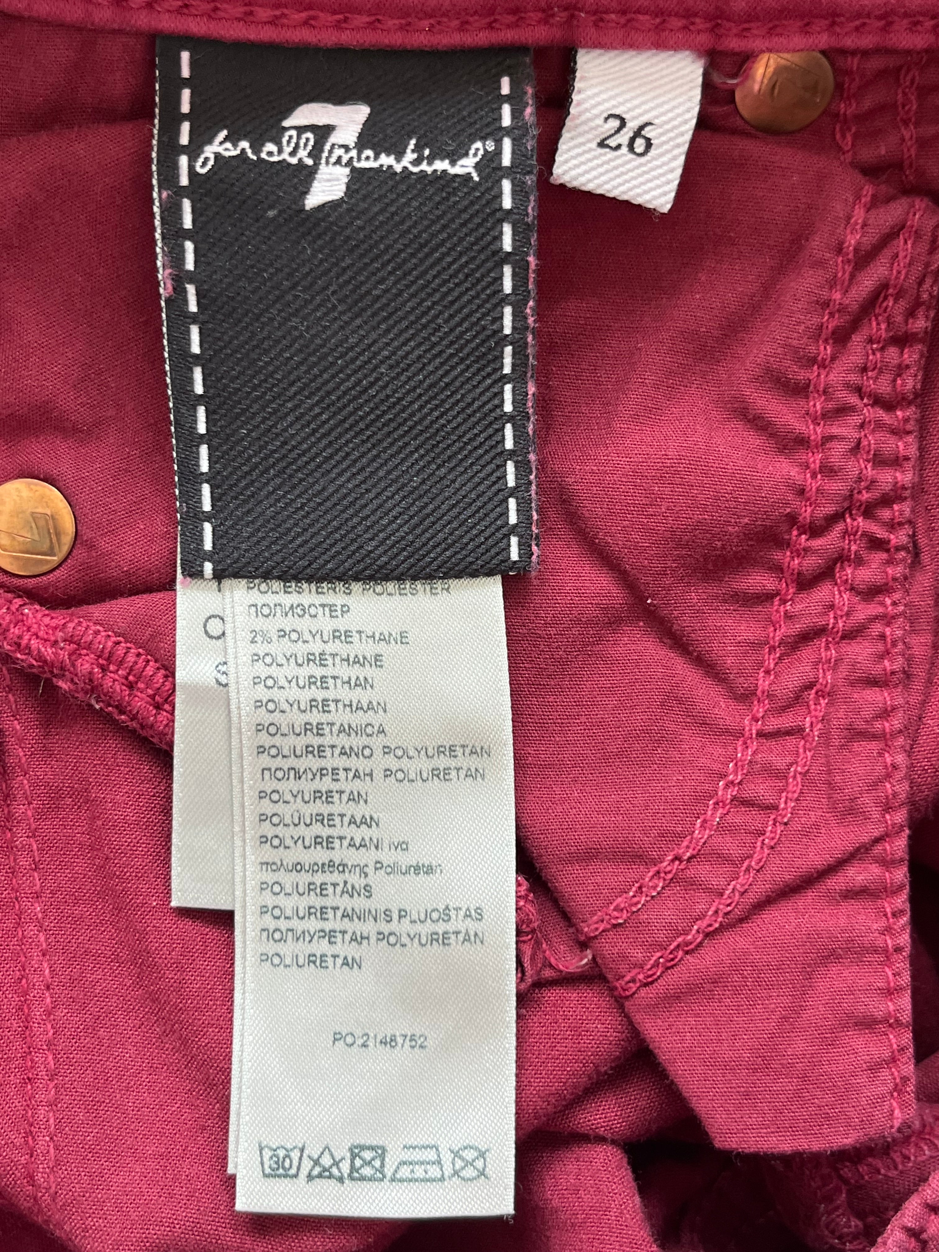 7 For All Mankind Skinny Jeans | Gr. 26 | Burgundy | Stretch | Guter Zustand