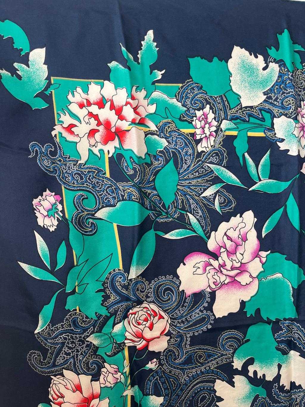 Echo Seidentuch – Floral Print, ca. 87 × 84 cm, Navy Multi, Sehr Gut
