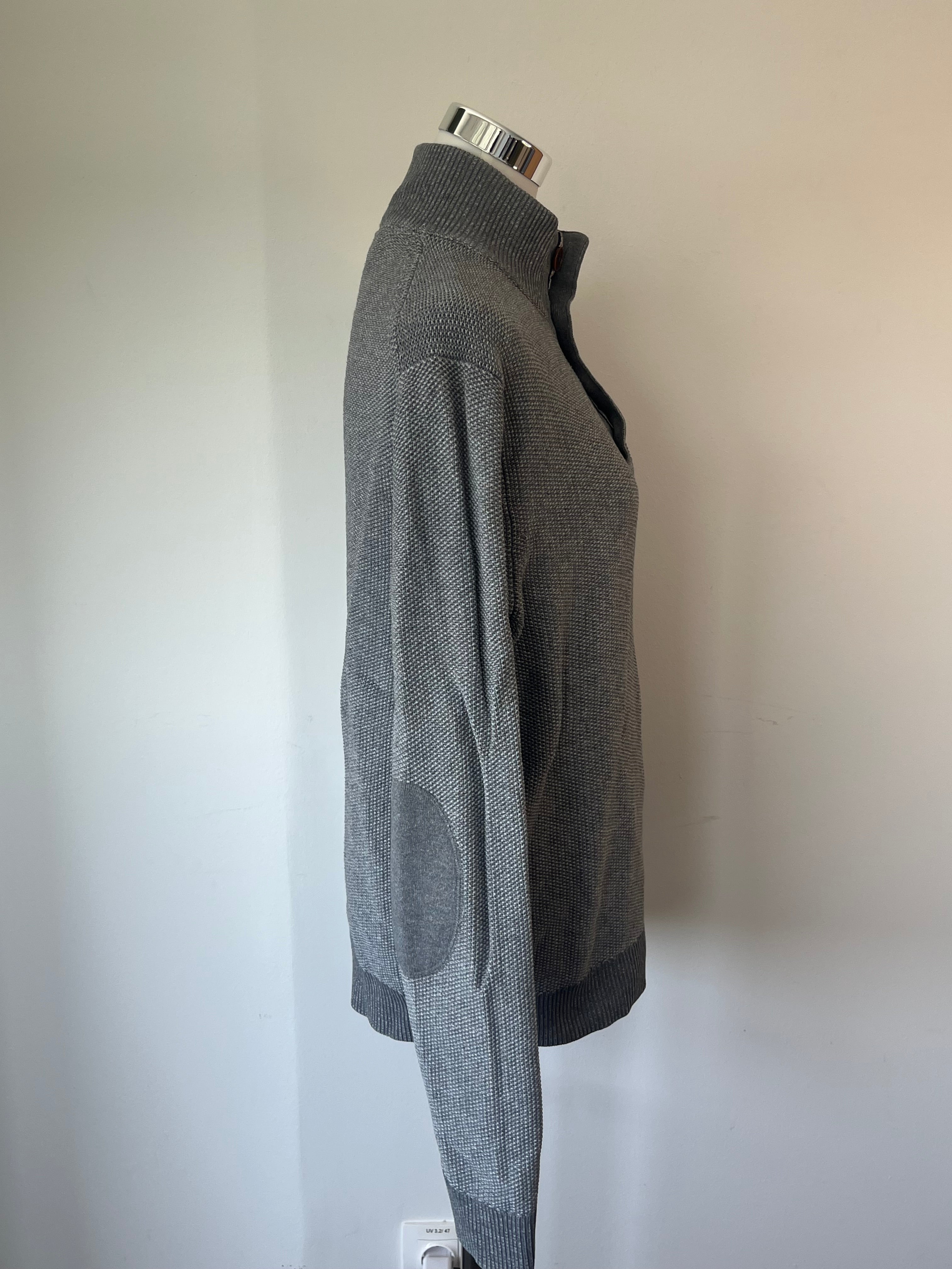 Tommy Hilfiger Half-Zip Pullover – Grau, Gr. M, Baumwolle/Kaschmir, Wie Neu