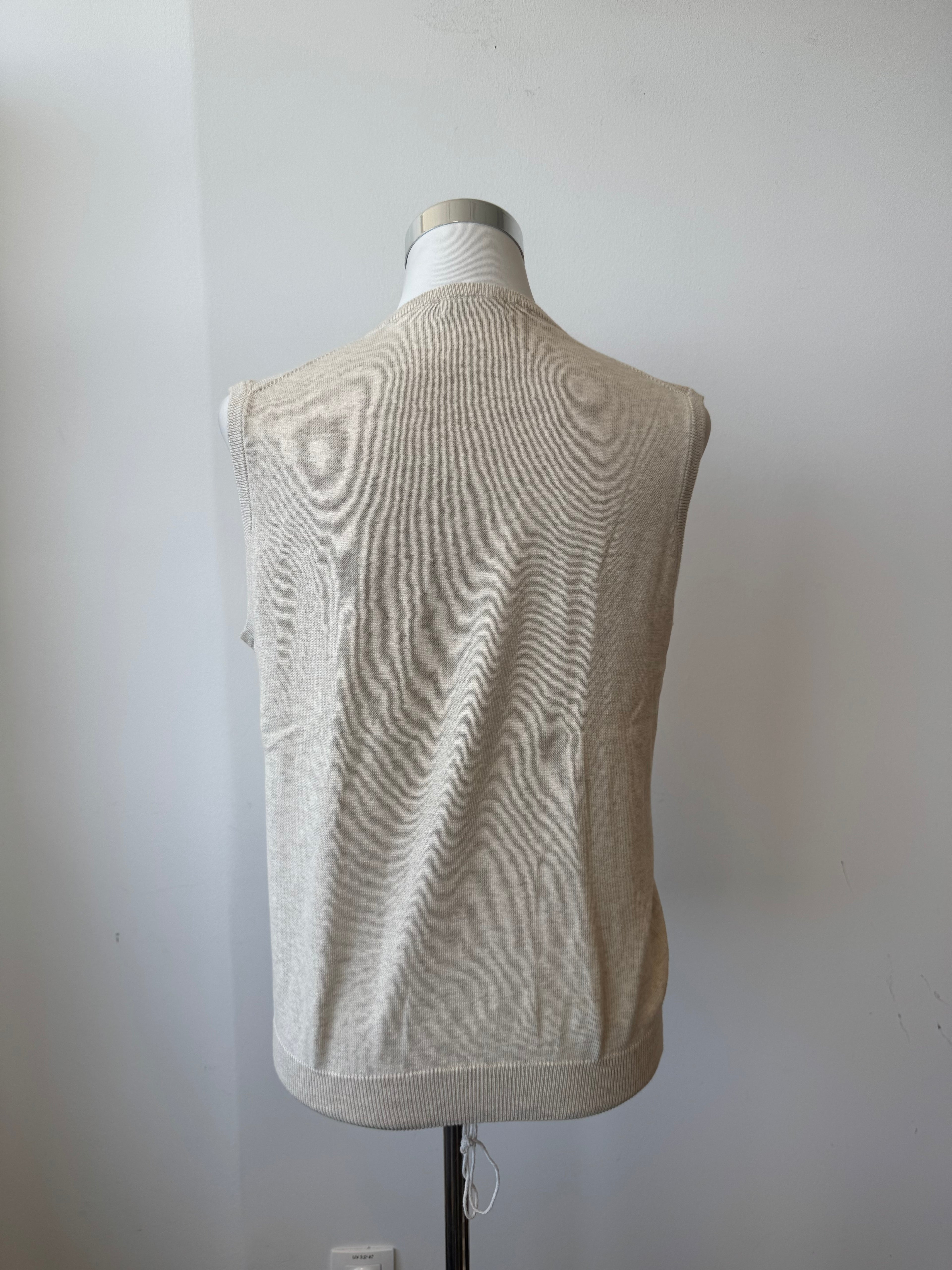 Valiente Women's Sleeveless V-Neck Sweater Vest Beige Size 38 M Cotton-Cashmere
