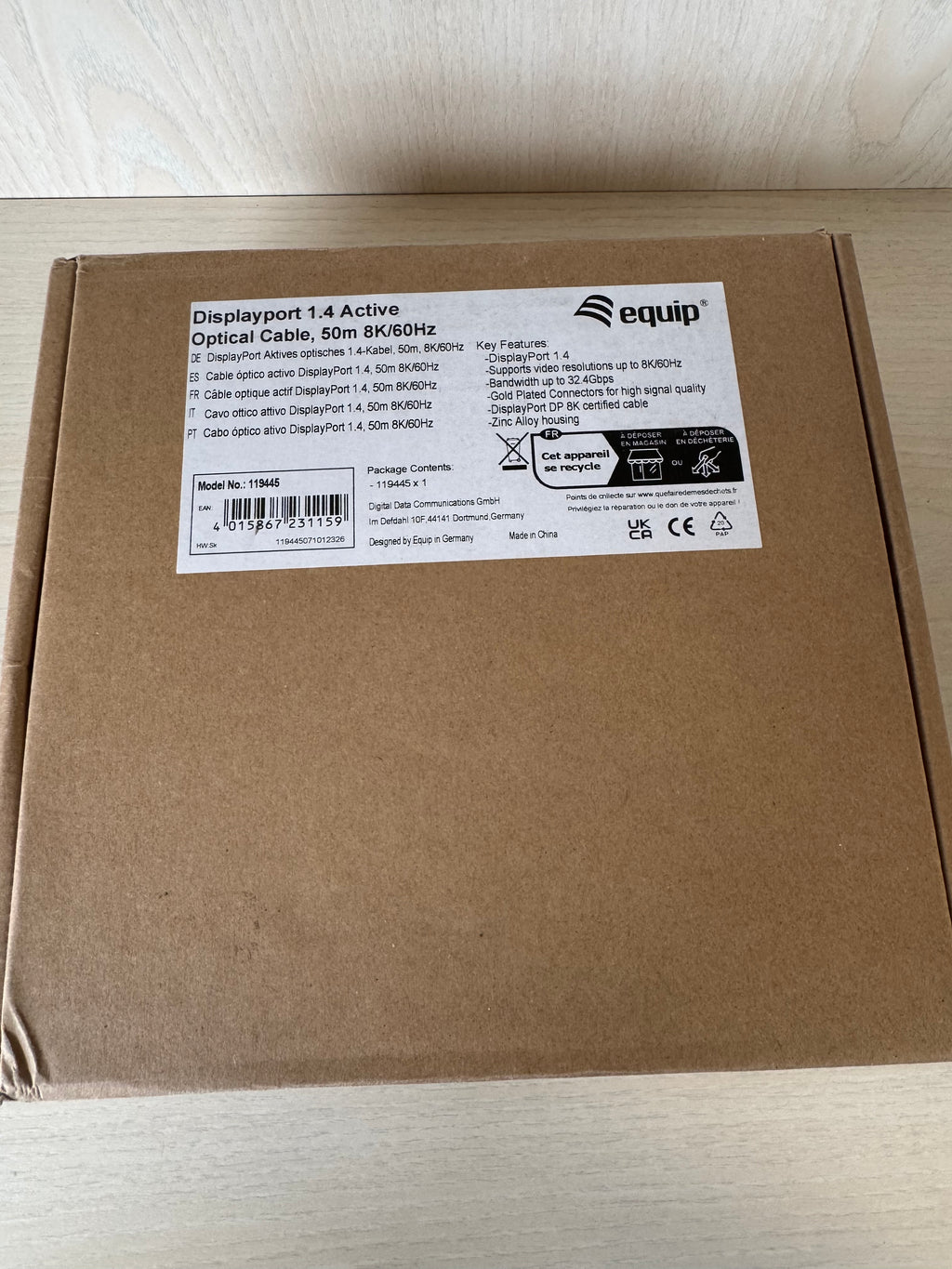 NEU equip DisplayPort 1.4 AOC Kabel 50m 8K/60Hz Schwarz, OVP