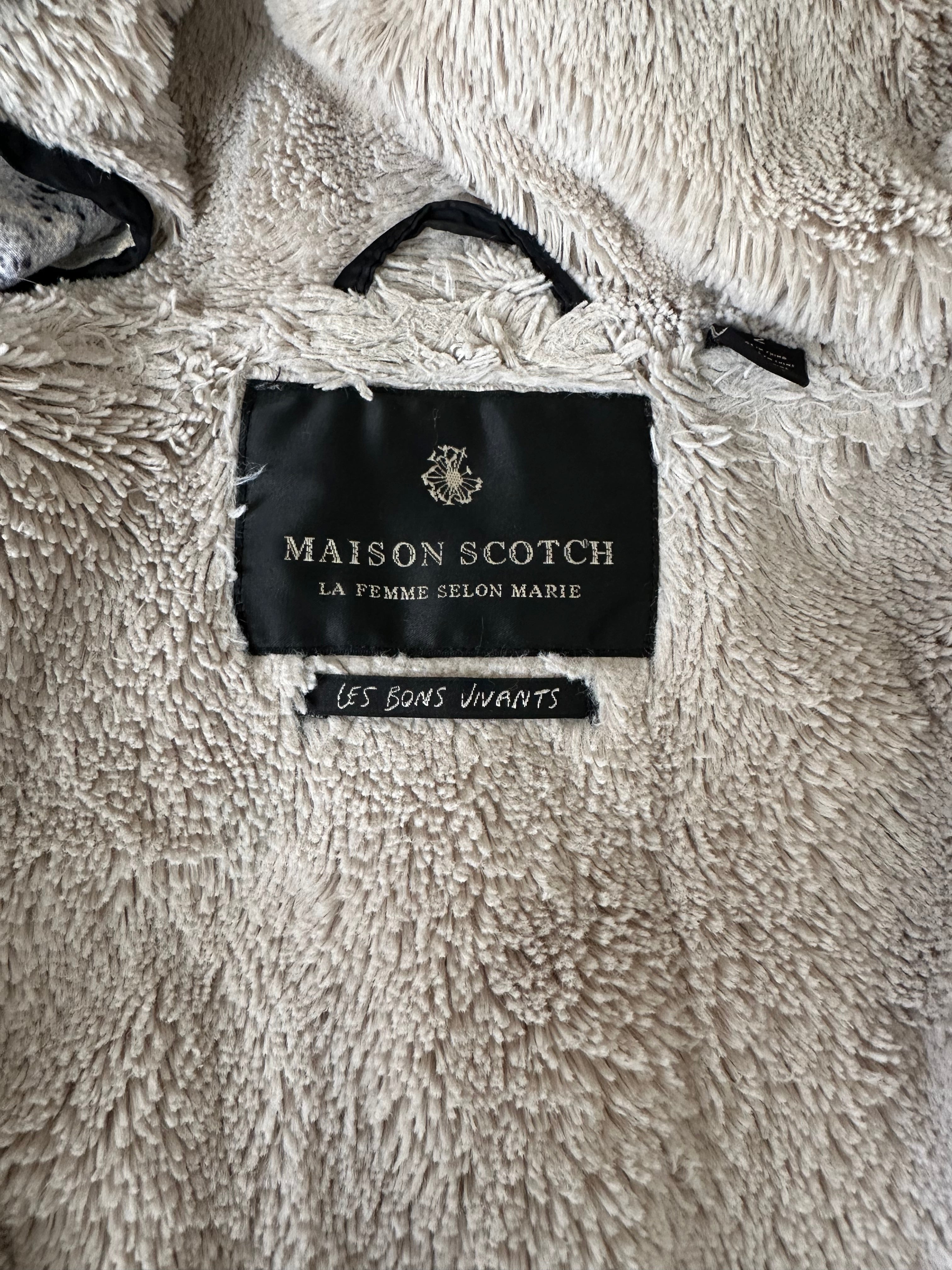 Maison Scotch Wolljacke mit Lederdetails – Schwarz, Gr. 38/M, guter Zustand
