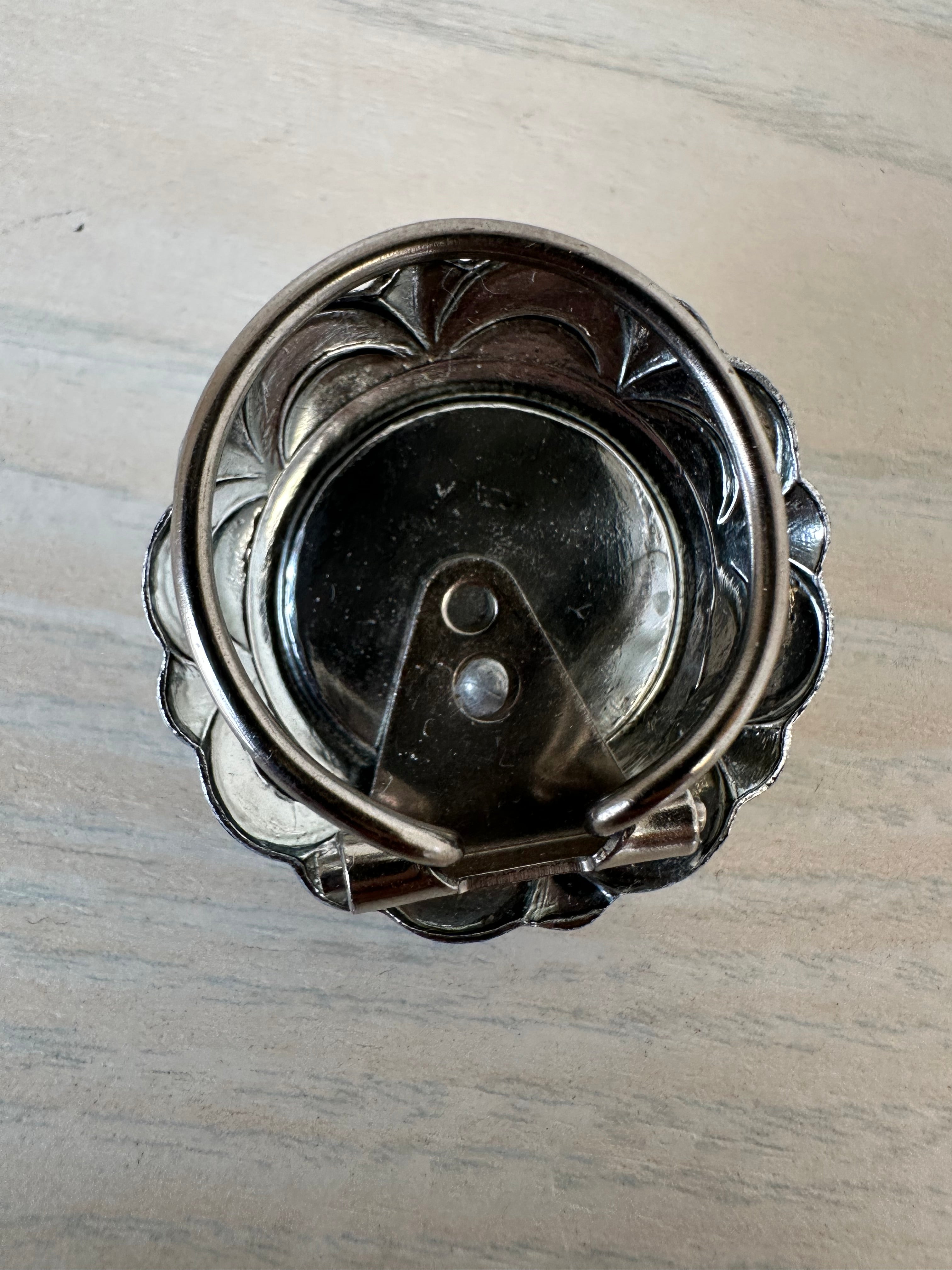 Vintage Silver Clip-On Earrings with Blue Lapis Cabochon, Very Good, 4cm
