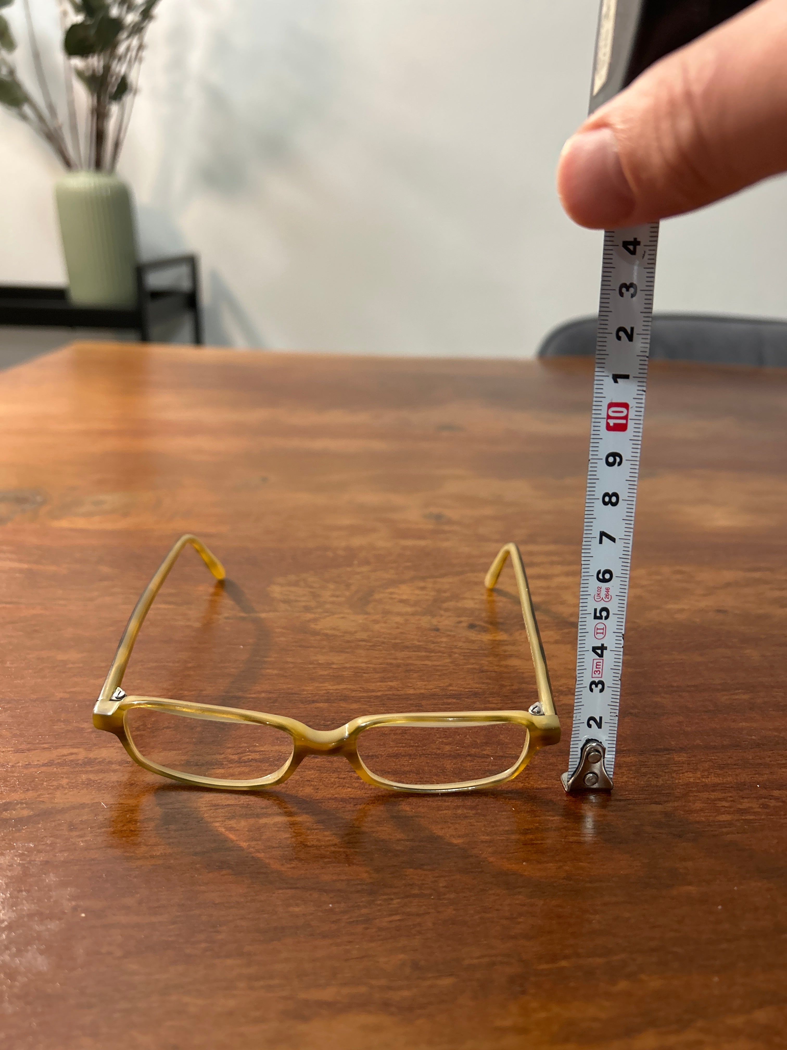 Handmade SCHONEWEG acetate eyeglass frame, brown horn, rectangular, size M, VG