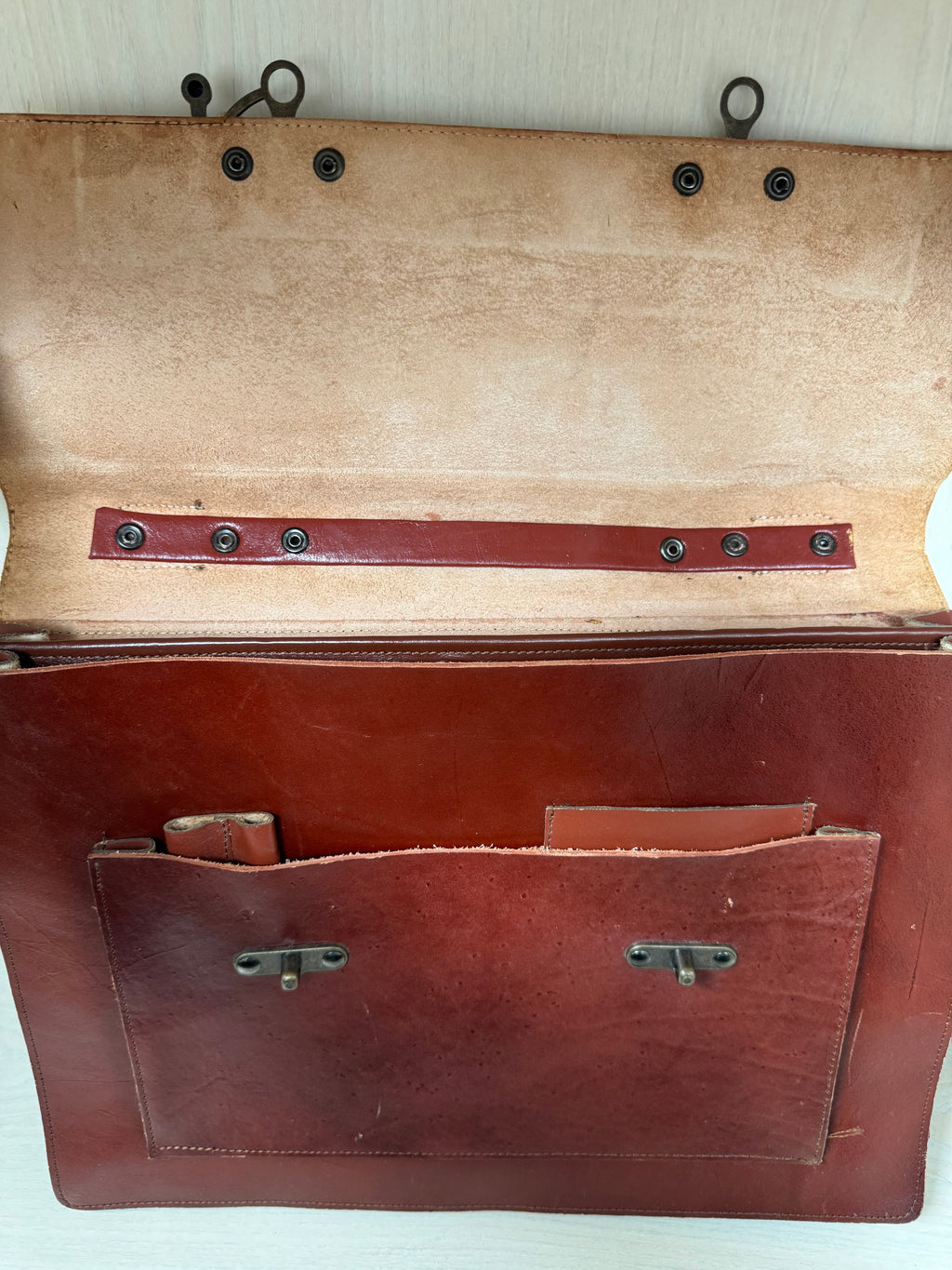 Goldrock Vintage Genuine Leather Briefcase – Medium Brown Satchel