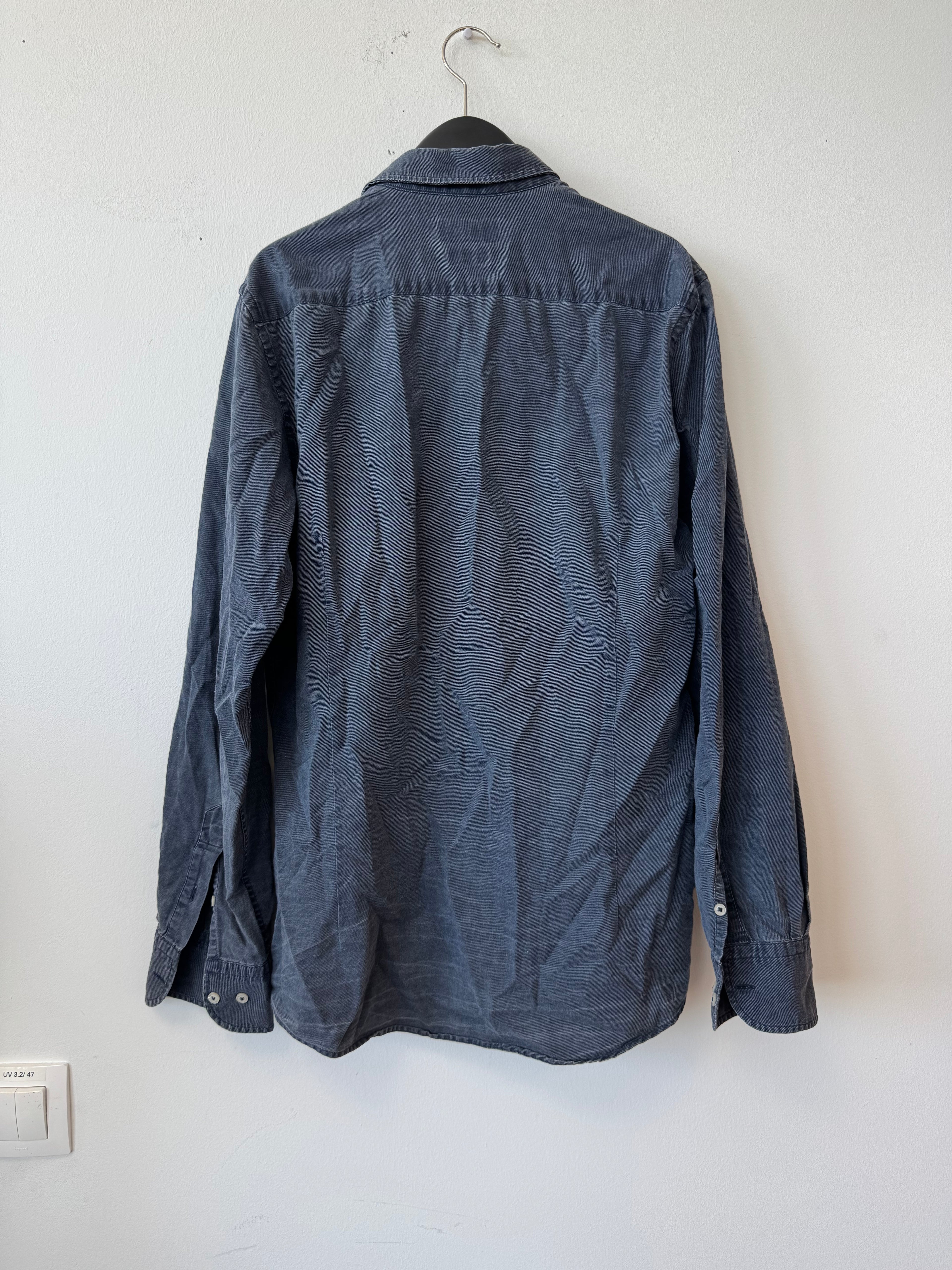 Massimo Dutti Denim Long Sleeve Shirt Dark Blue M Good Condition
