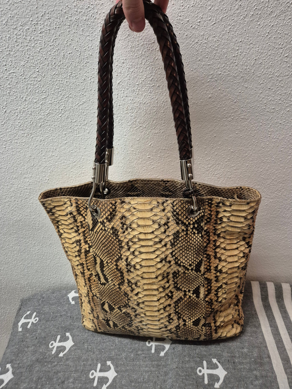 Michael Kors Bancroft Genuine Snakeskin Medium Tote Bag Very Good Condition