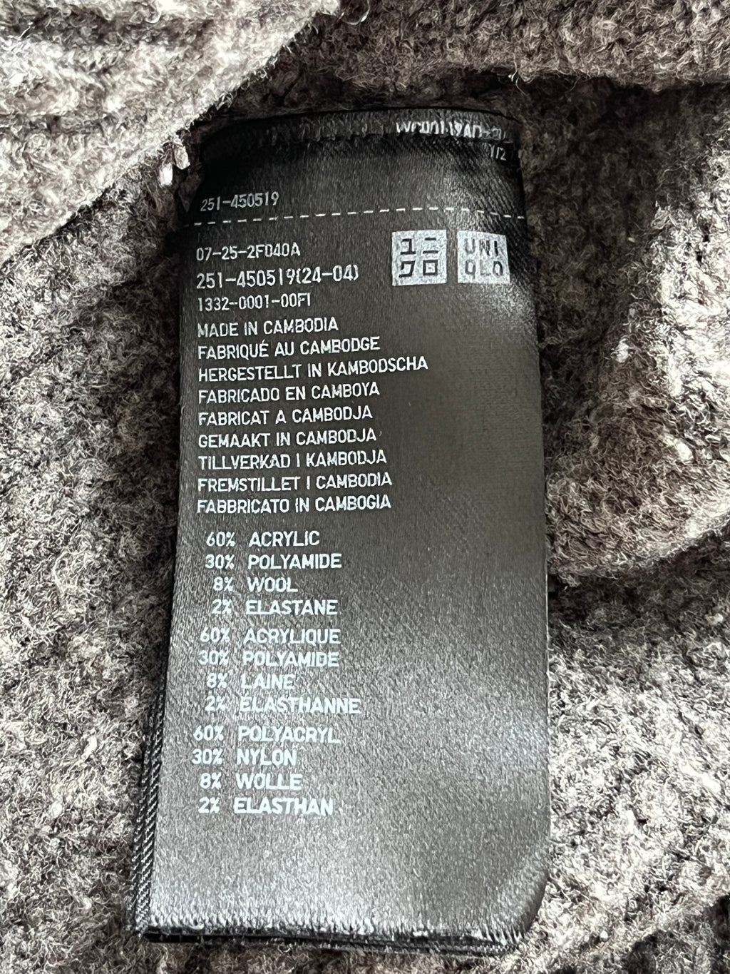 Uniqlo Pullover XS – Anthrazitgrau, Acryl-Wollmix, guter Zustand