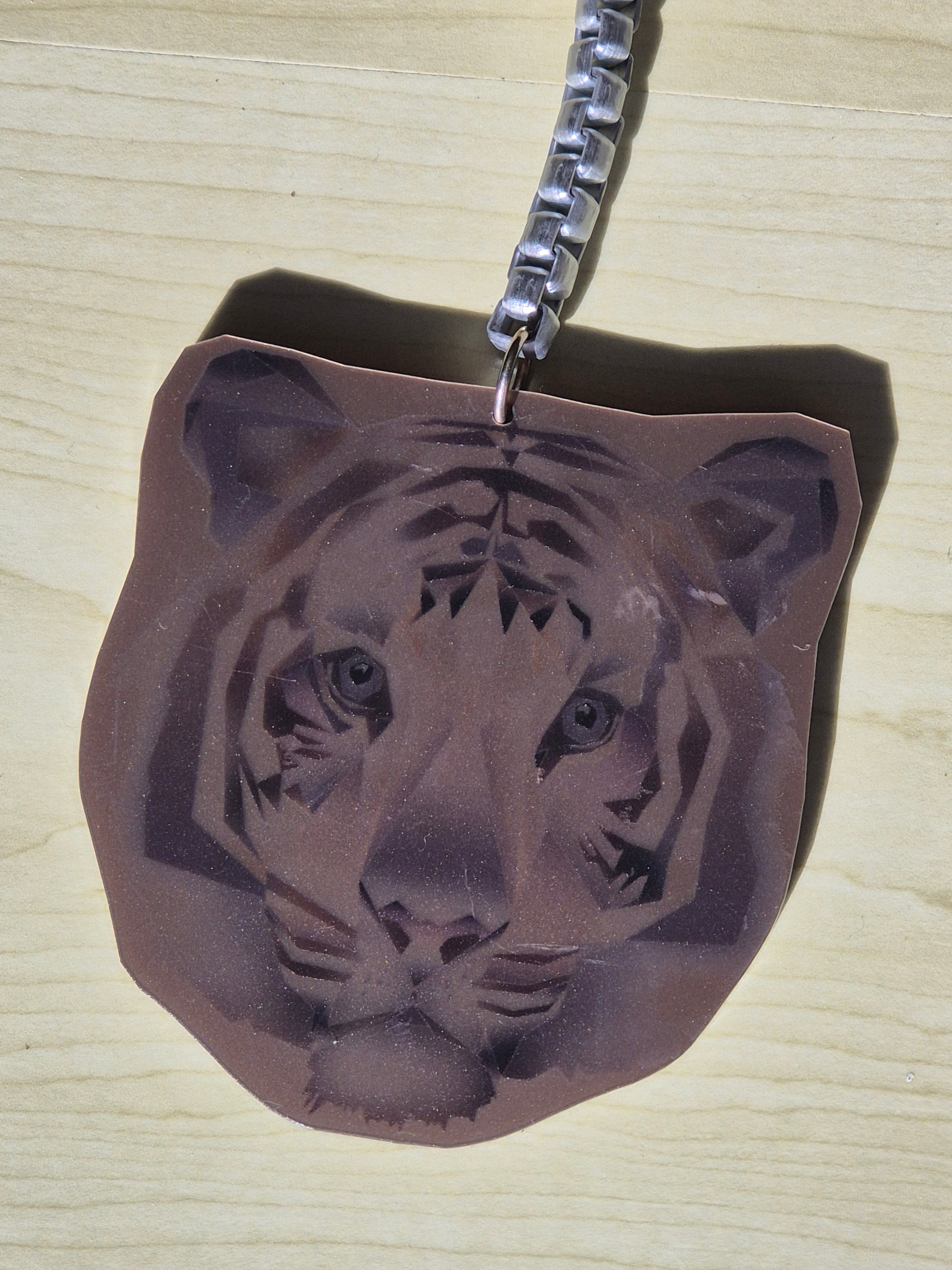 Marc Cain Edelstahlkette mit großem Tigerkopf-Anhänger, silber, sehr gut
