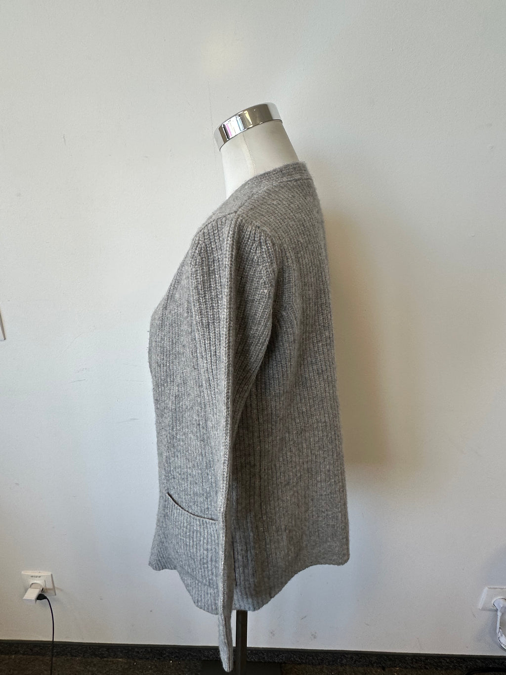 S. Marlon 100% Kaschmir Longline Cardigan S Hellgrau Sehr Gut