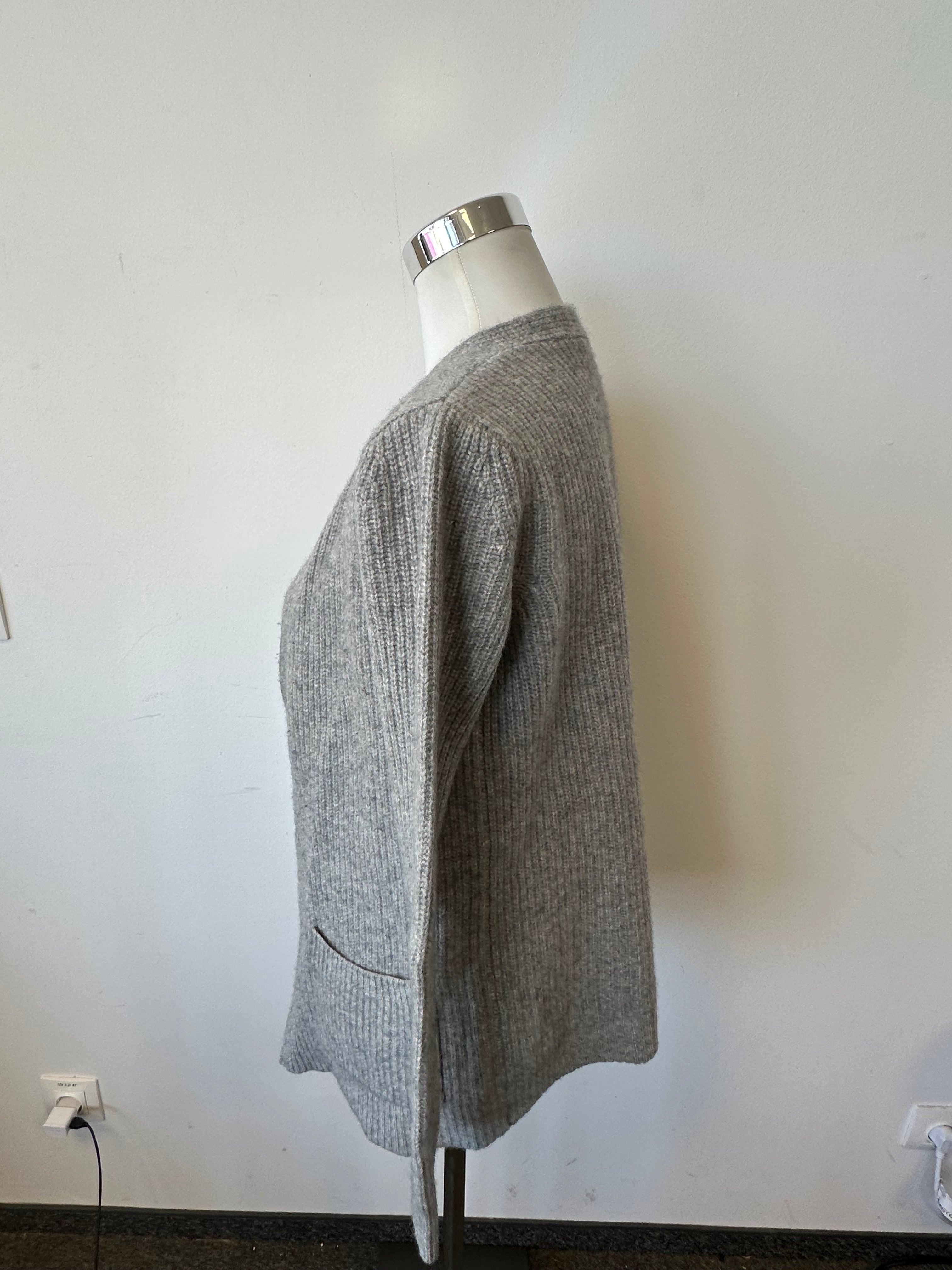 S. Marlon 100% Kaschmir Longline Cardigan S Hellgrau Sehr Gut