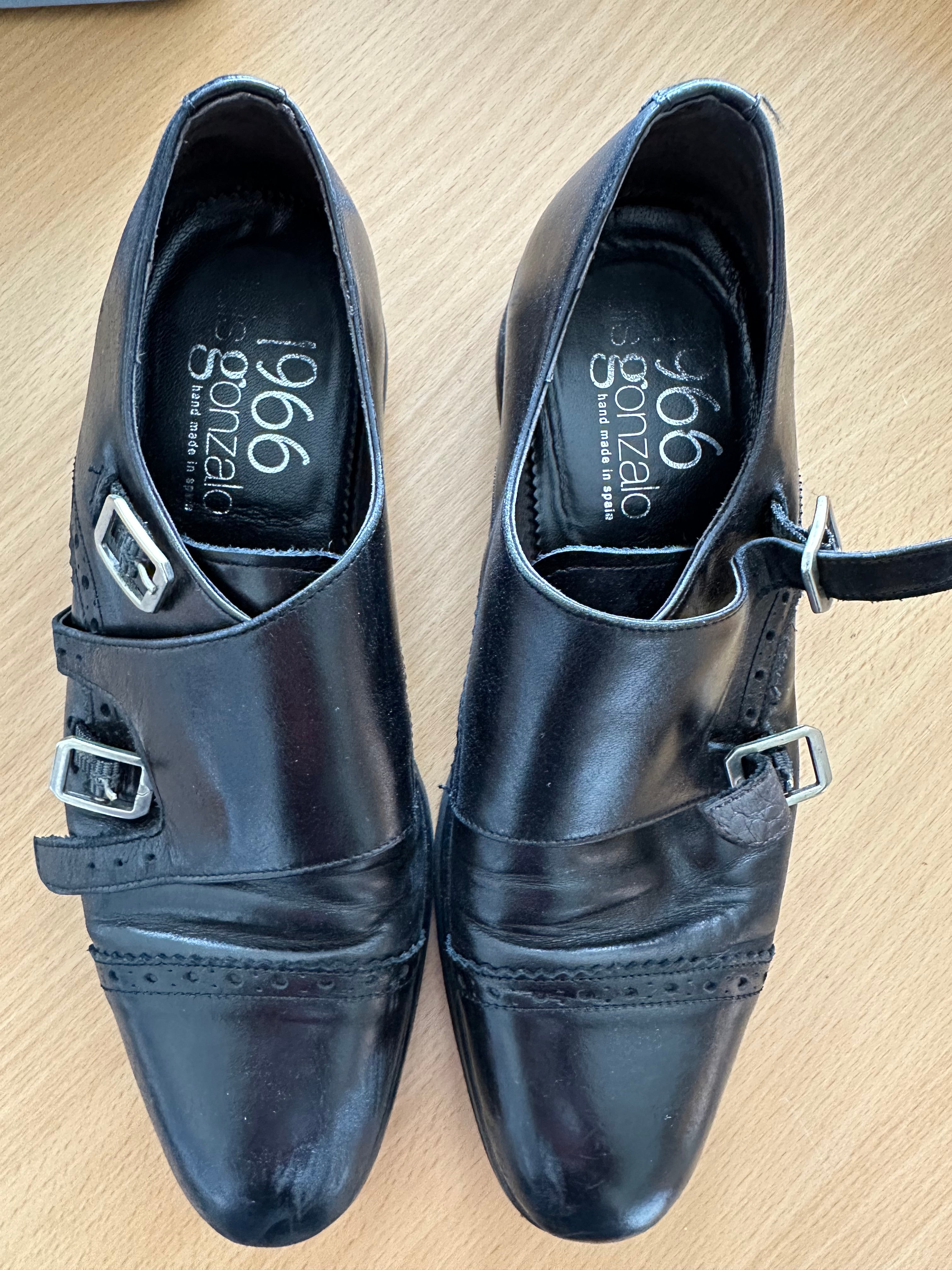 Luis Gonzalo Double-Monk Strap Leather Shoes Black EU 37 – Good Condition
