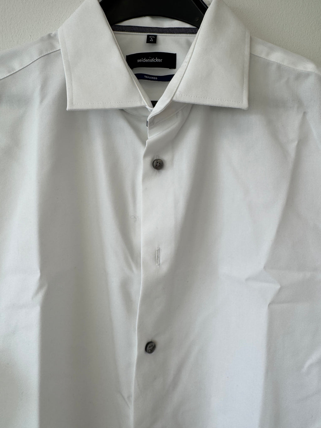 Seidensticker Tailored Hemd – Weiß, Gr. 42 (16½), Baumwolle, Gebraucht