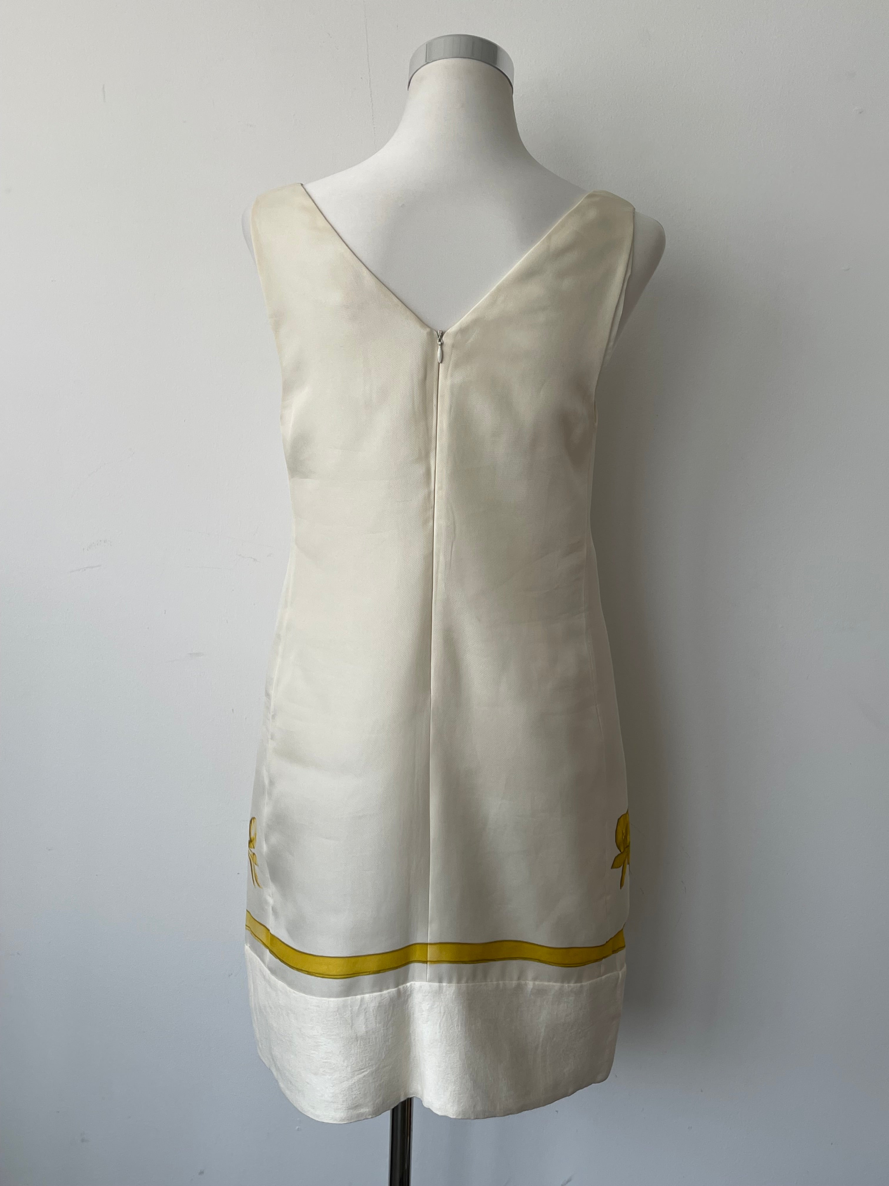 Giambattista Valli Shift Dress IT 44 Silk White Yellow Floral