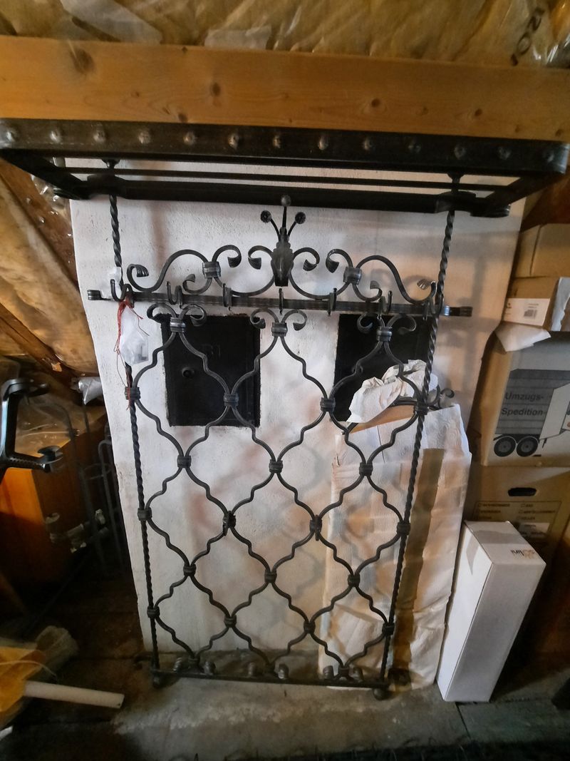 Vintage Wandgarderobe Schmiedeeisen Schwarz 120x100cm, Sehr guter Zustand