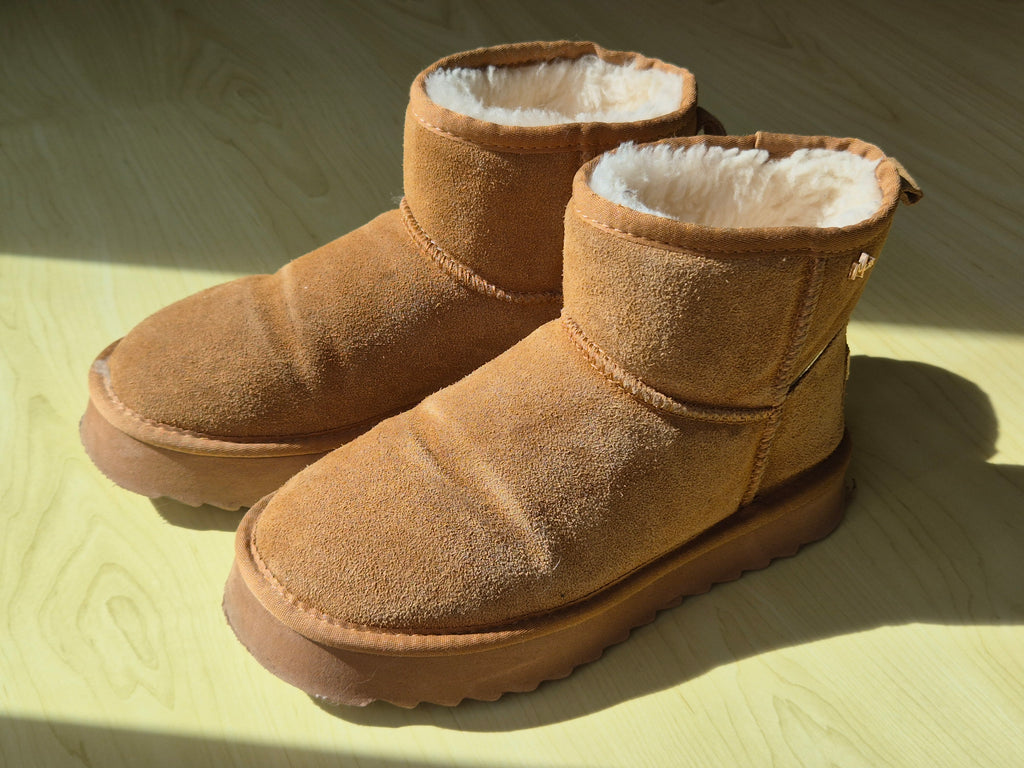 Mexx Damen Stiefeletten Wildleder Lammfellfutter EU 38 Chestnut