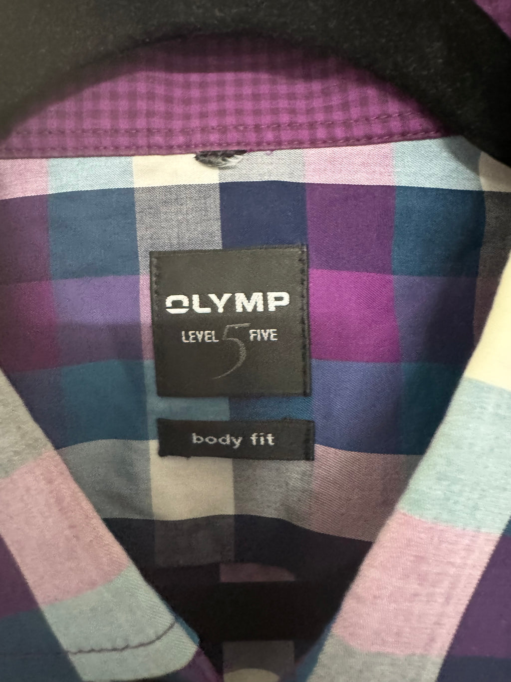 OLYMP Level Five Body Fit Shirt, 39/40, Multicolor Plaid, Good Condition
