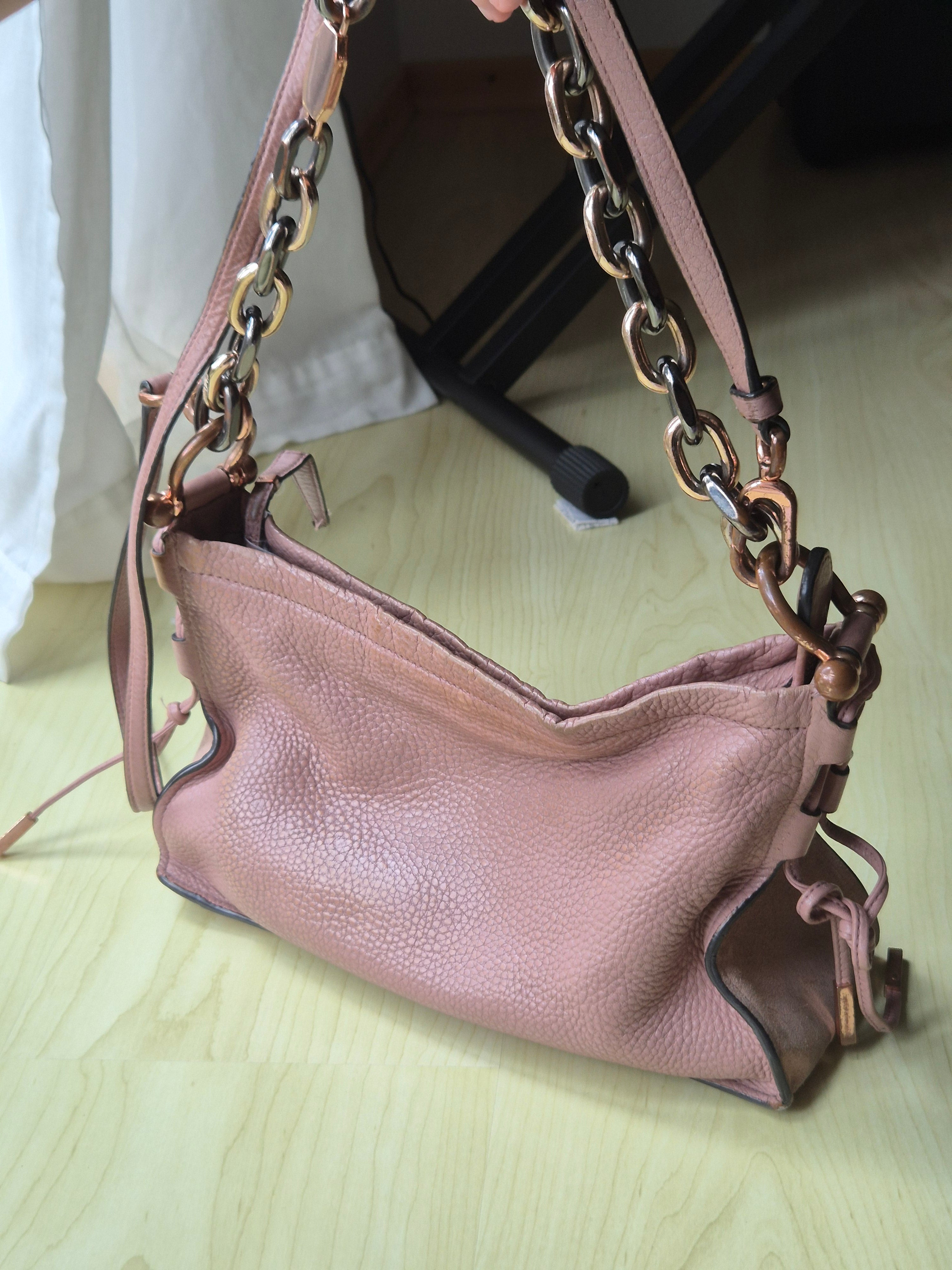 Stuart Weitzman Shoulder/Crossbody Bag, Pink, Leather & Suede, Poor Condition