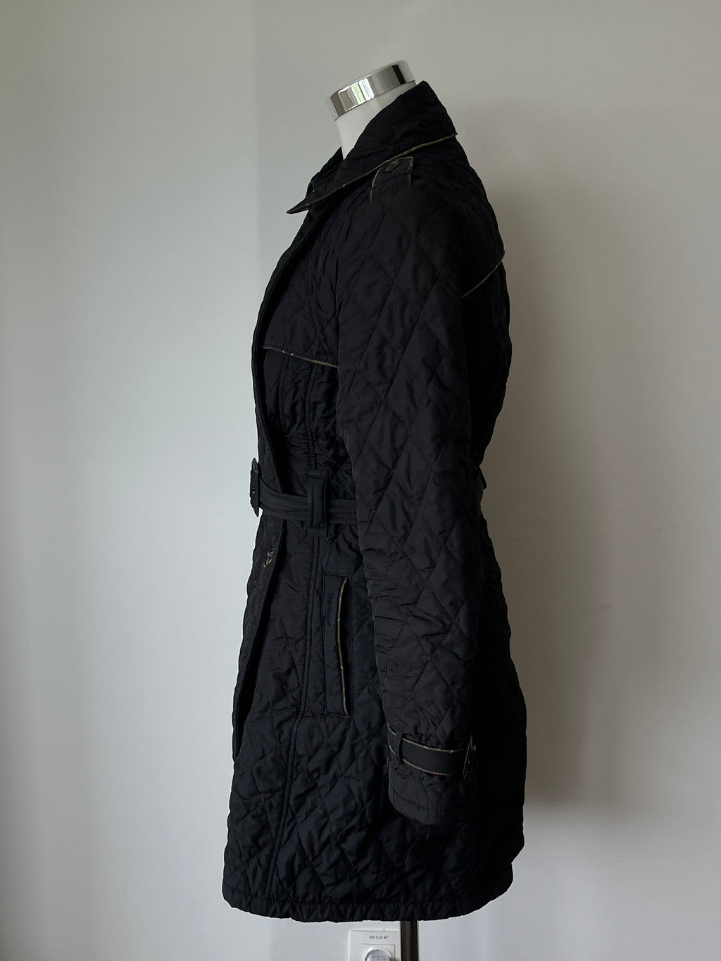 Barbour Damen Steppmantel EU 36 Navy Blau Gürtel Guter Zustand