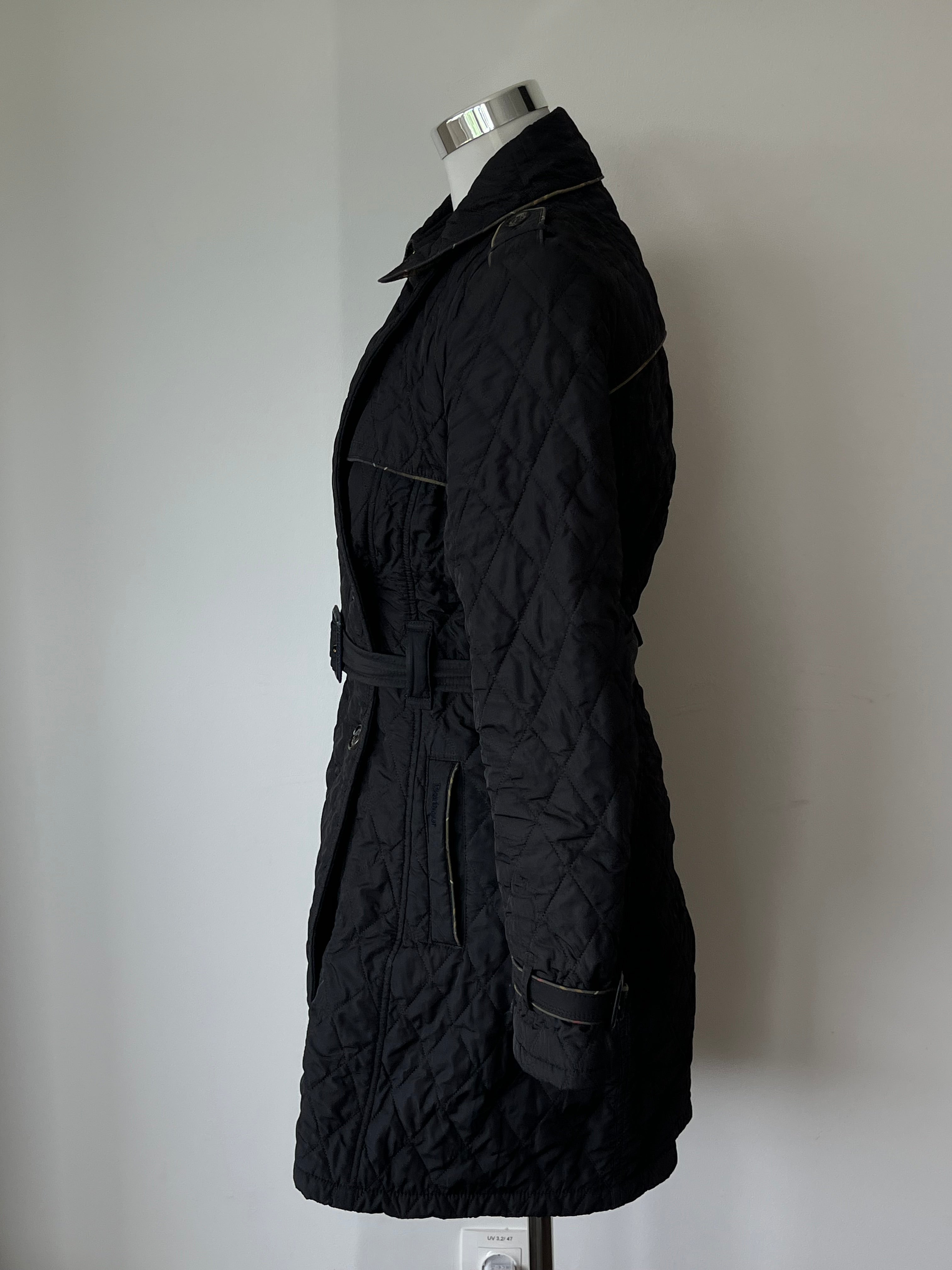 Barbour Damen Steppmantel EU 36 Navy Blau Gürtel Guter Zustand