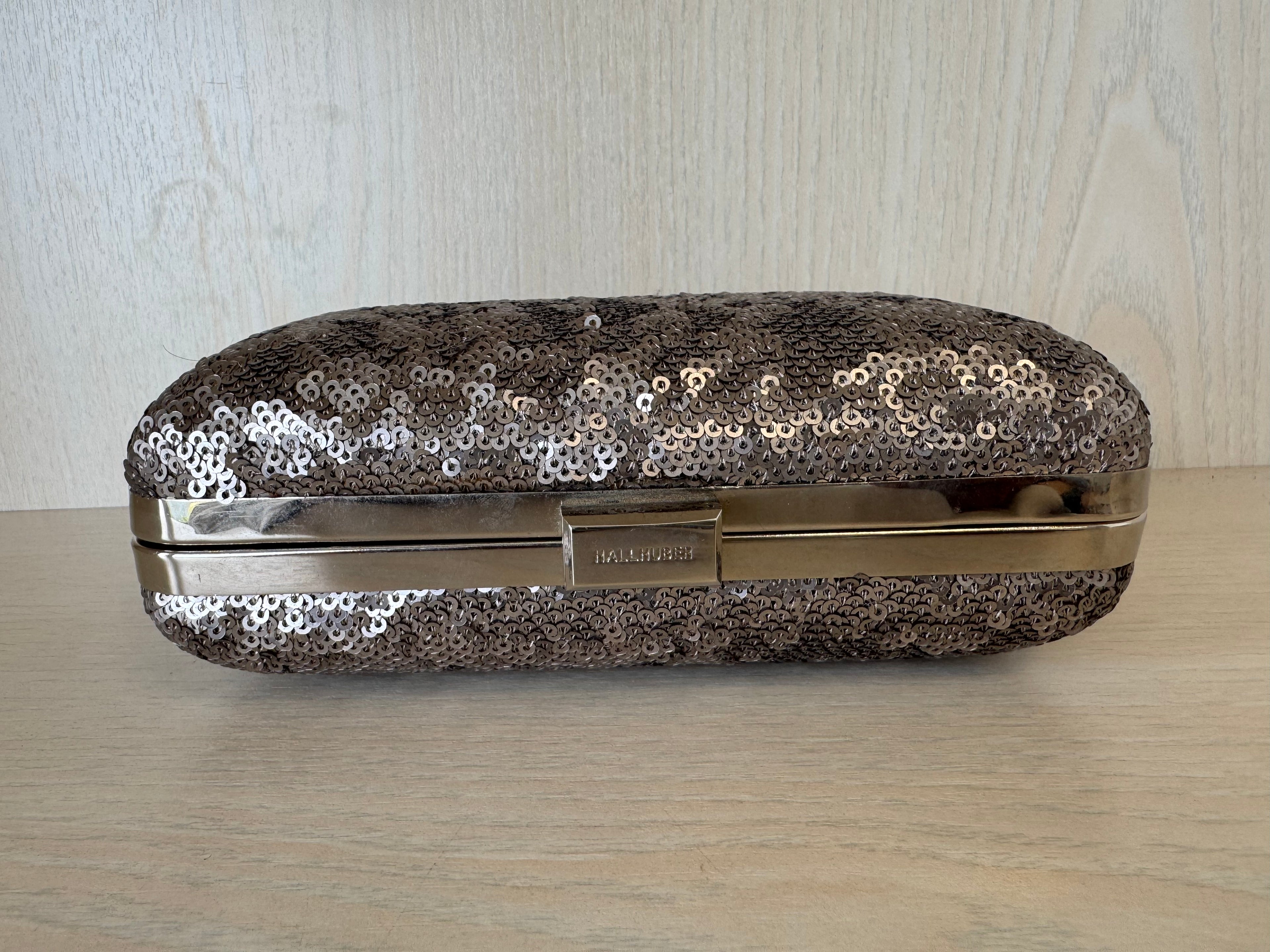 Hallhuber Sequin Box Clutch – Silver, Small, Very Good Condition