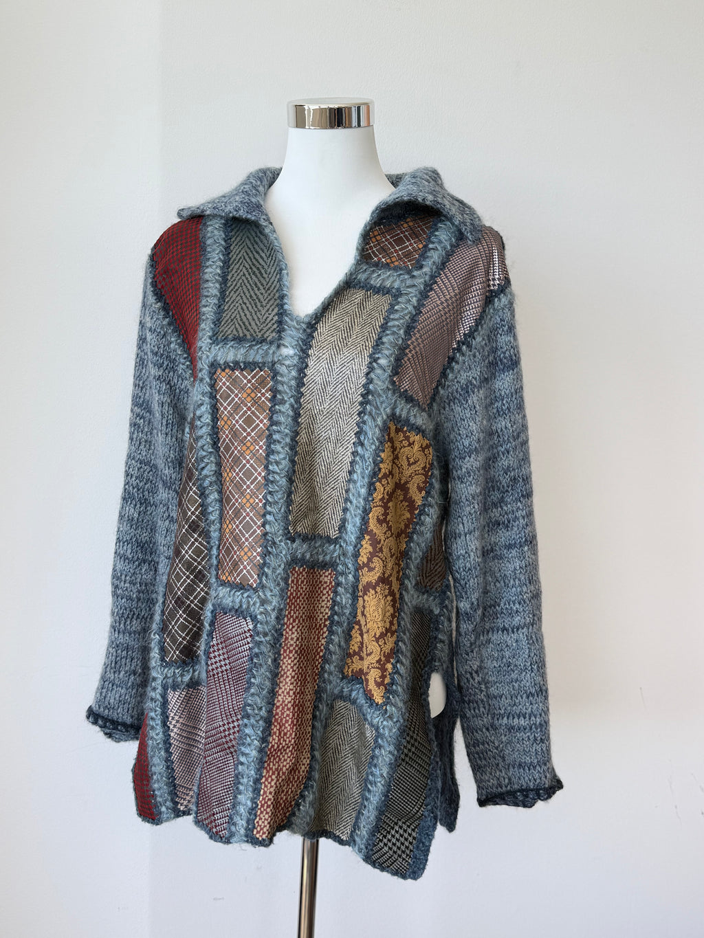 Roberto Cavalli Patchwork Mohair Cardigan XL Multicolor – sehr guter Zustand