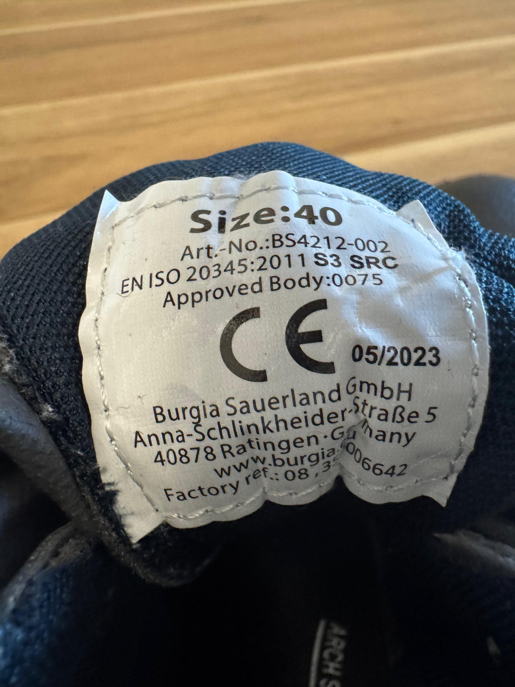 Burgia Sauerland S3 Sicherheitsstiefel BS42112, Gr. 40, Schwarz/Blau, neuwertig