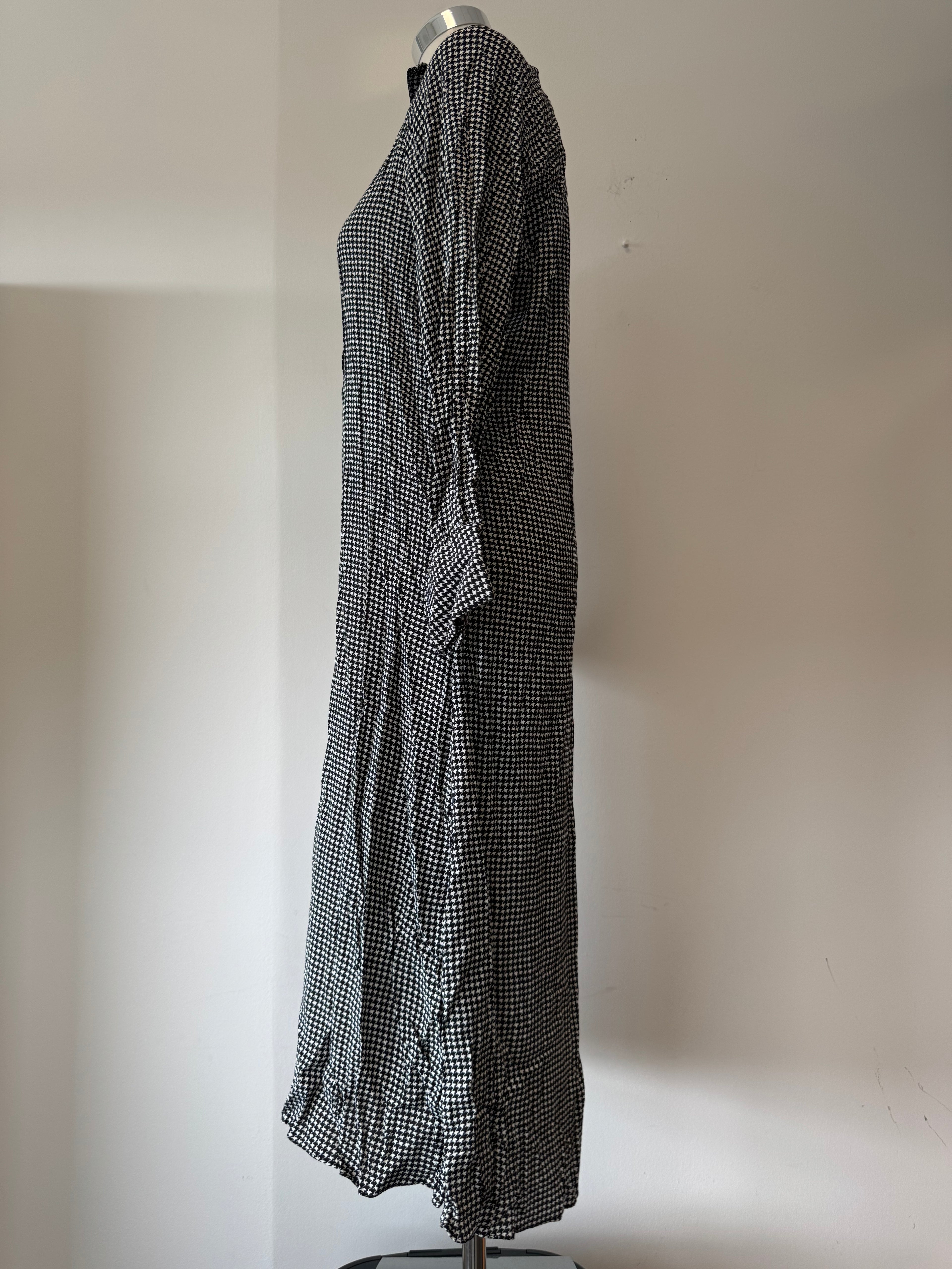 Zara Houndstooth Maxi Dress, Black/White, Size M, Very Good Condition