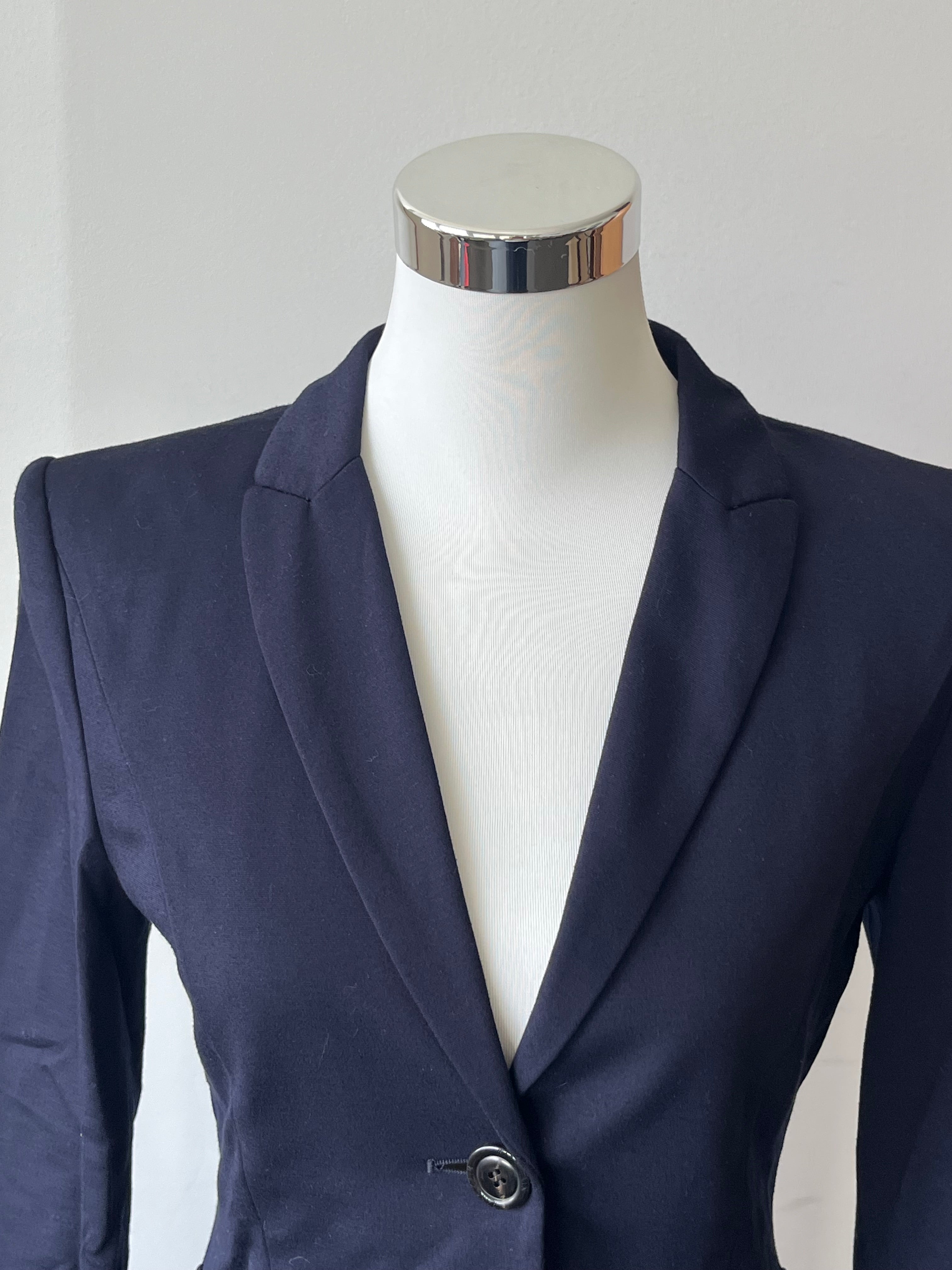 Marc Cain J24 Blazer Navy Blue Cotton Blend N3 Very Good