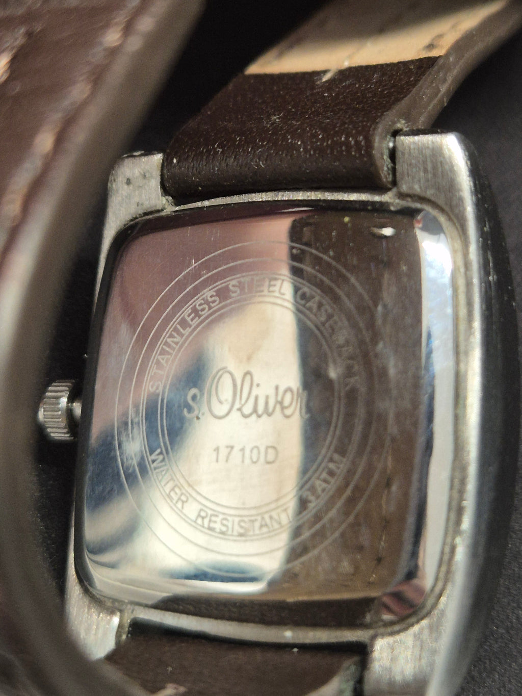 s.Oliver SO-1709-LQ Uhr, rechteckig, Quarz, Edelstahl, Lederarmband, gut