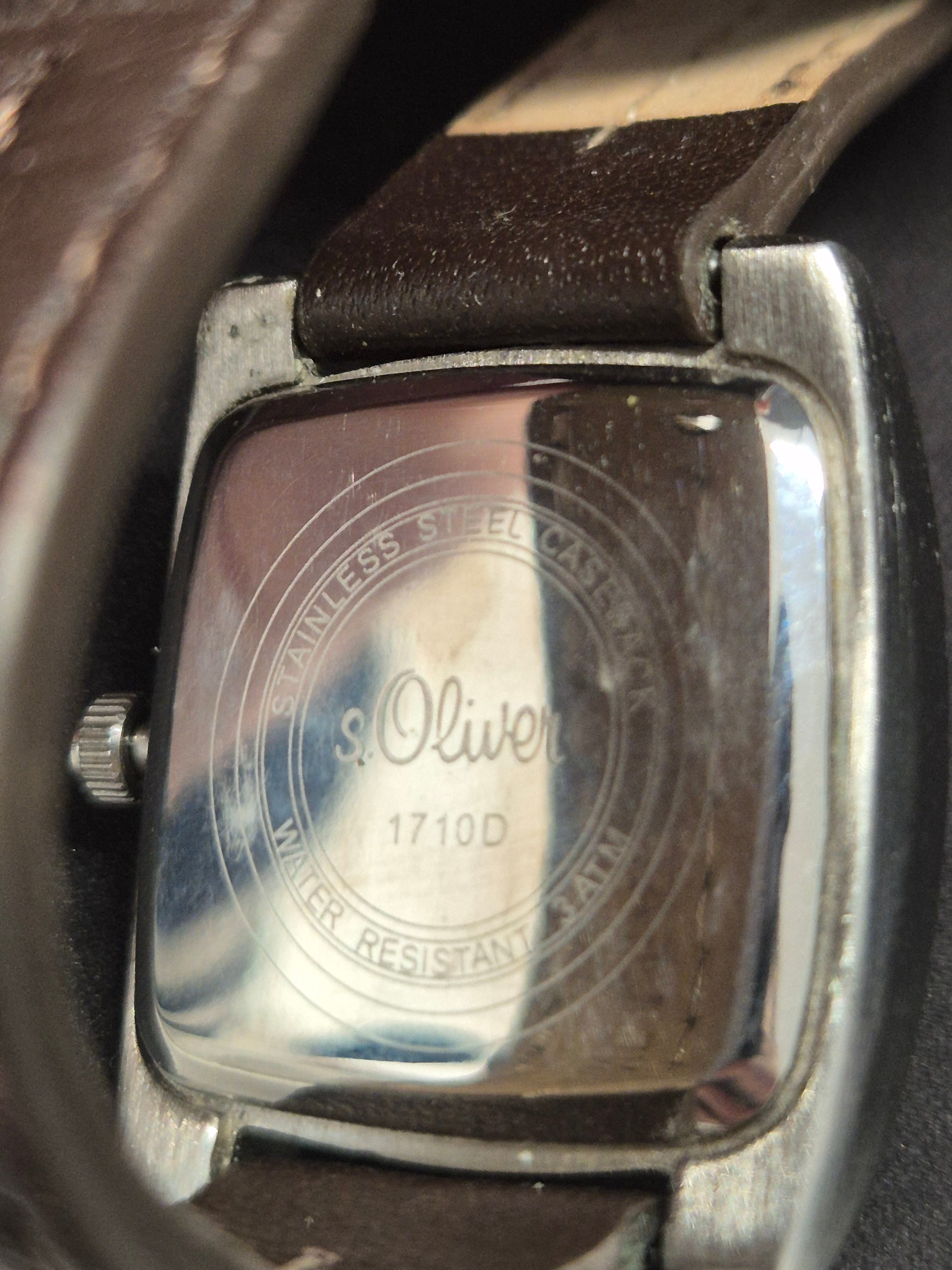 s.Oliver SO-1709-LQ Uhr, rechteckig, Quarz, Edelstahl, Lederarmband, gut