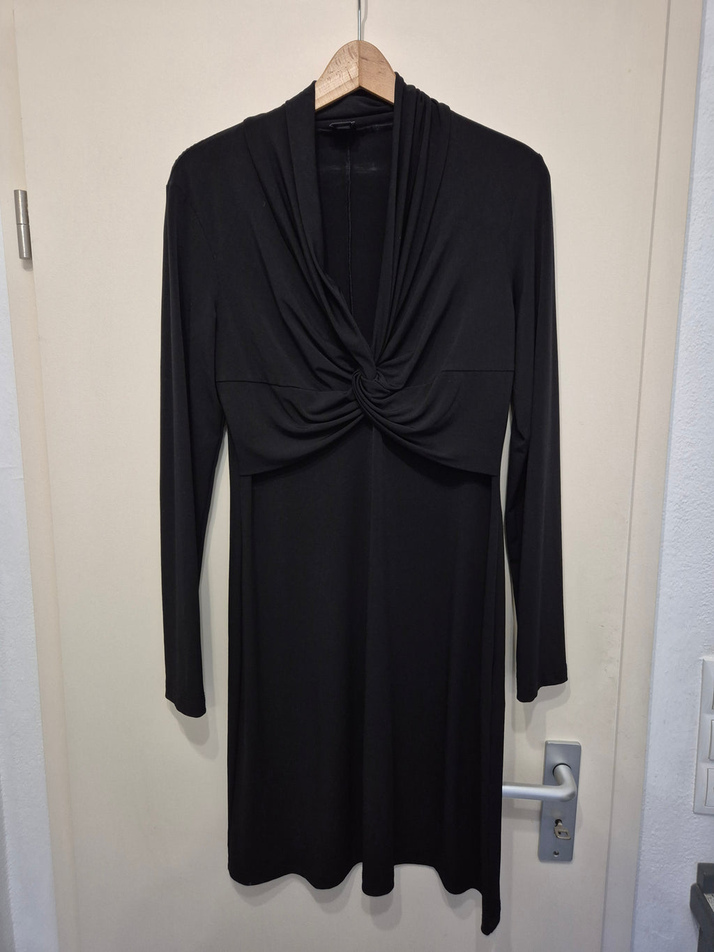 Black Esprit Twist Front Dress, Size L, Very Good Condition, 88cm Long