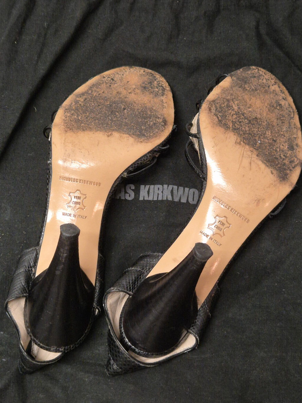 Nicholas Kirkwood Sandalen Schwarz Leder Gr. 37.5 – Guter Zustand