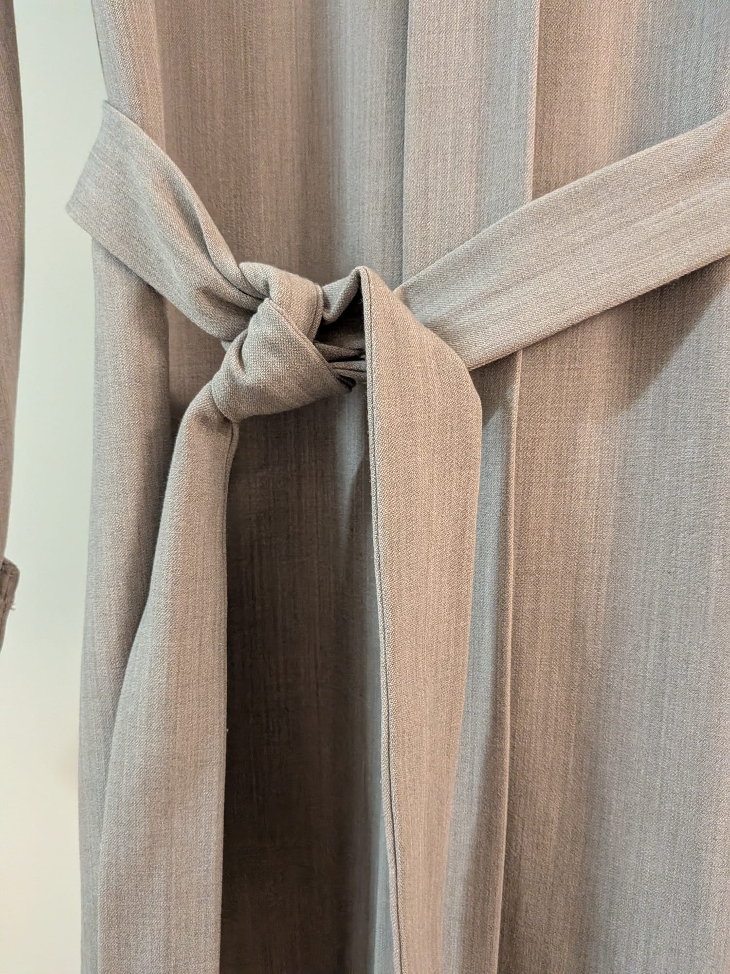 Self Made Belted Midi Dress – Grey, Medium, Crepe de Chine Silk, Very Good