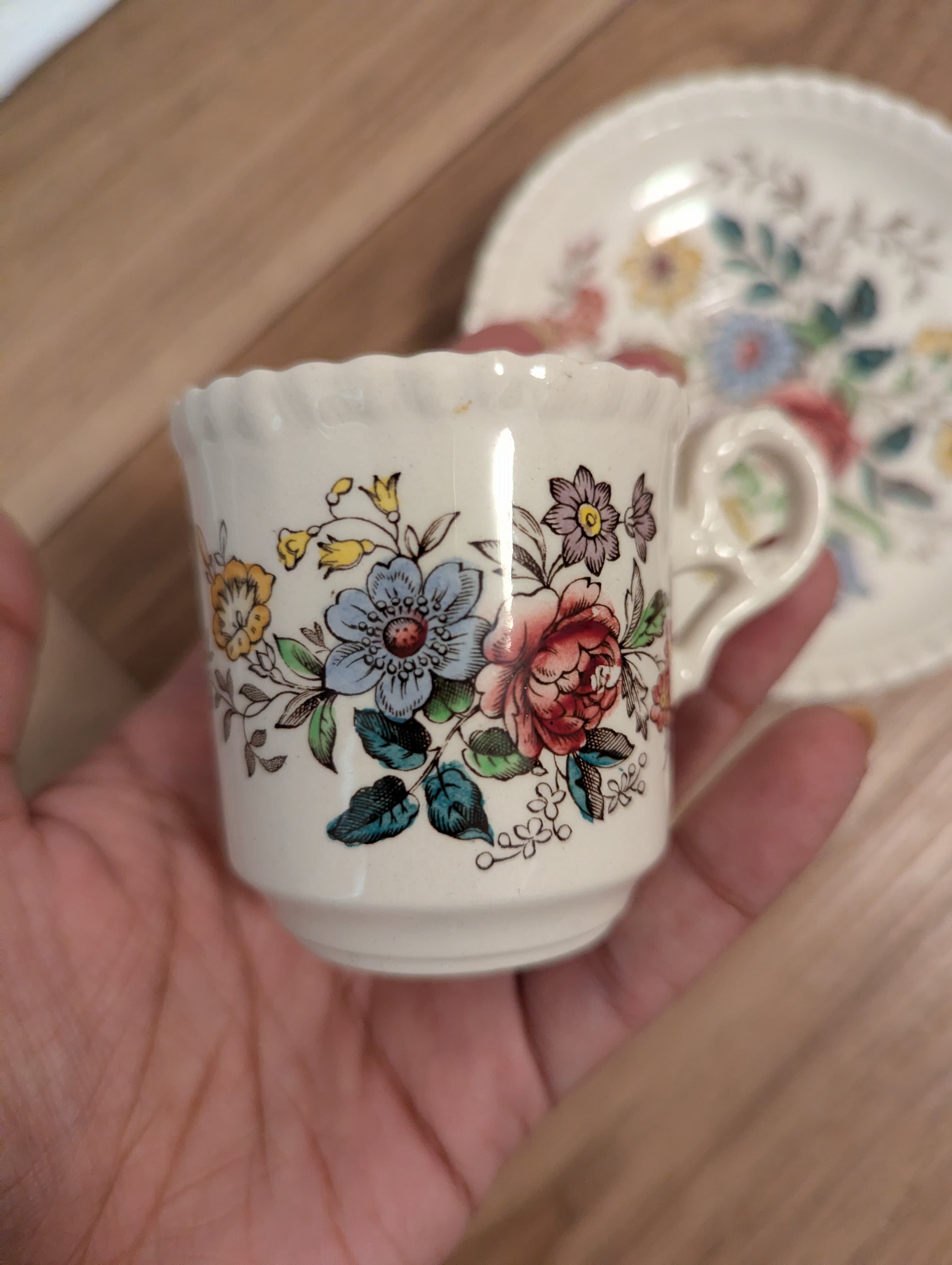 Copeland Spode „Romney“ Mokkatasse & Untertasse | Vintage England | Floral | Gut