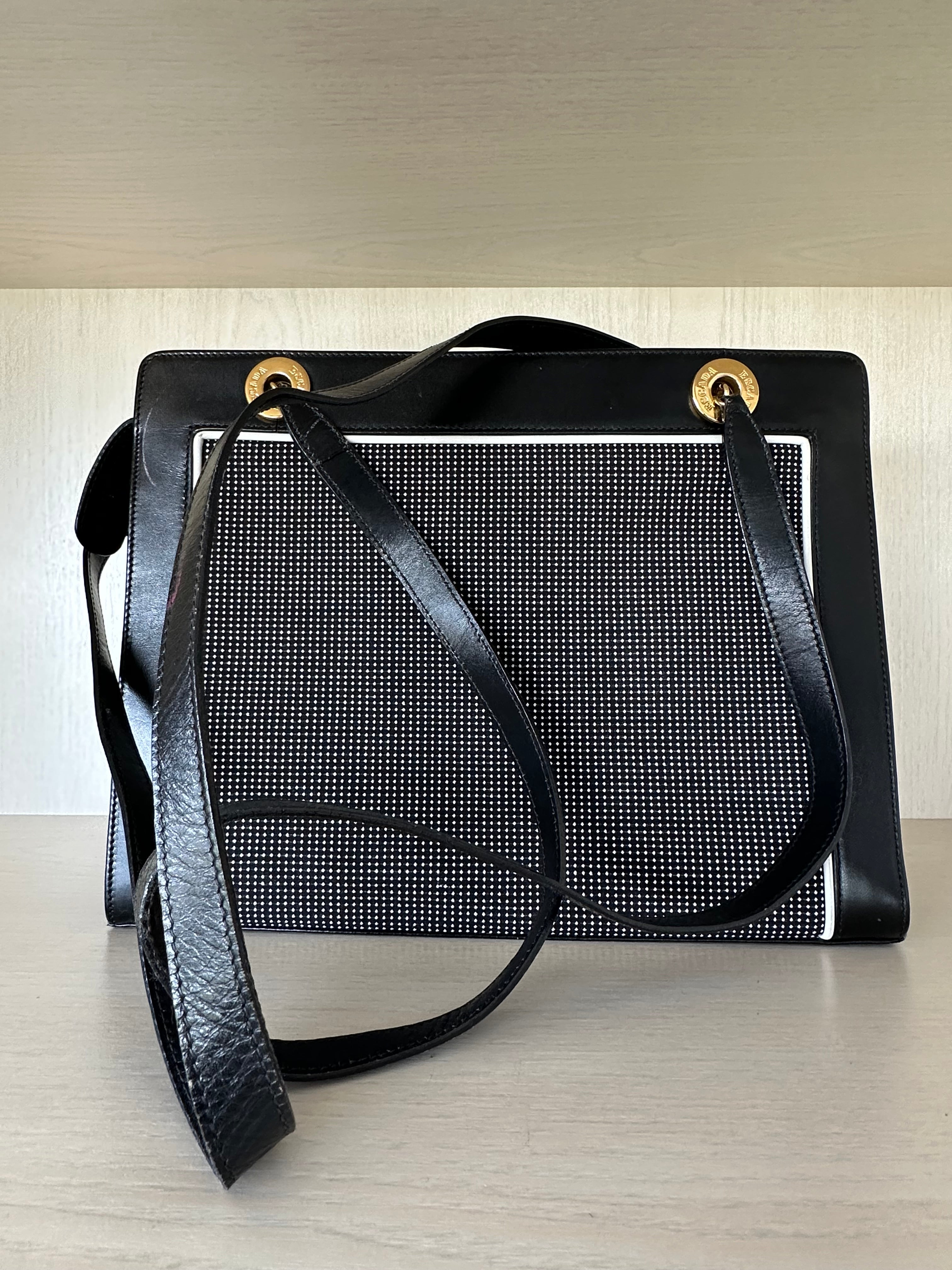 Vintage Escada Patent Heart Shoulder Bag, Medium, Black Leather, Very Good