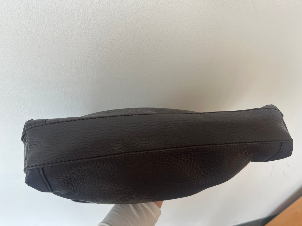 Aigner Lana Shoulder Bag, Espresso Brown Pebbled Leather, Very Good Condition