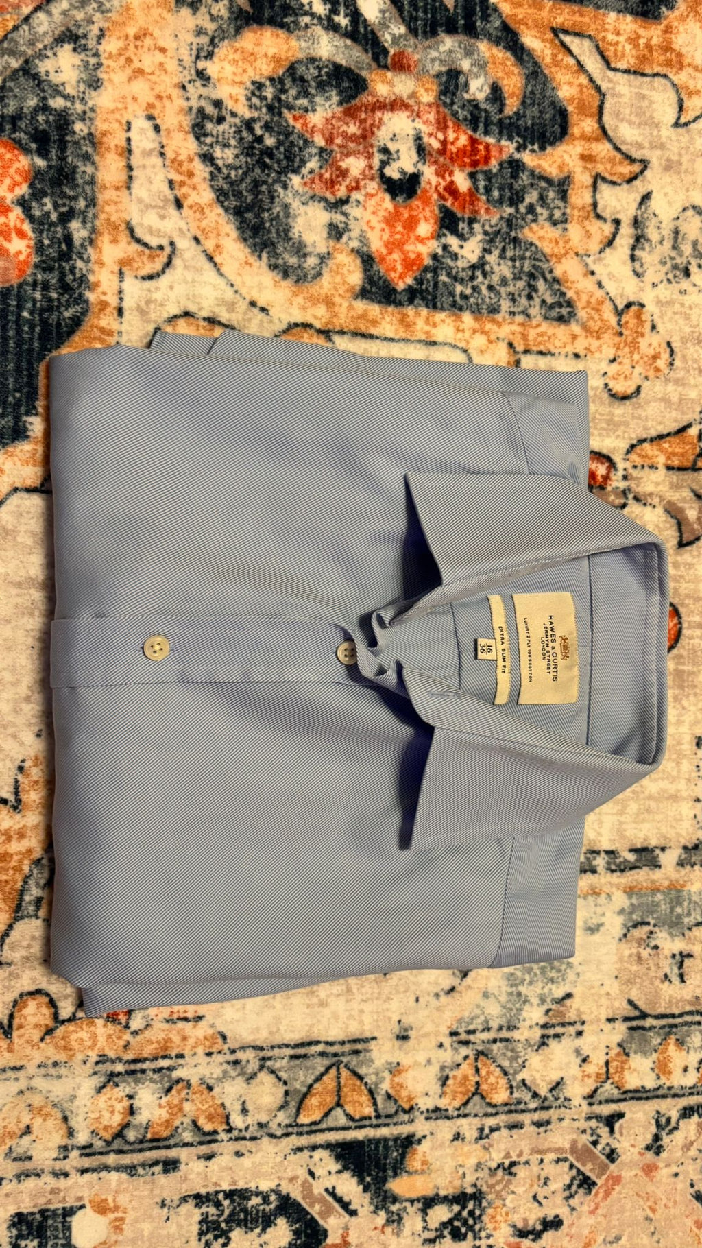 Hawes & Curtis Extra Slim Fit Shirt, 16/41, Light Blue, 100% Cotton, Very Good