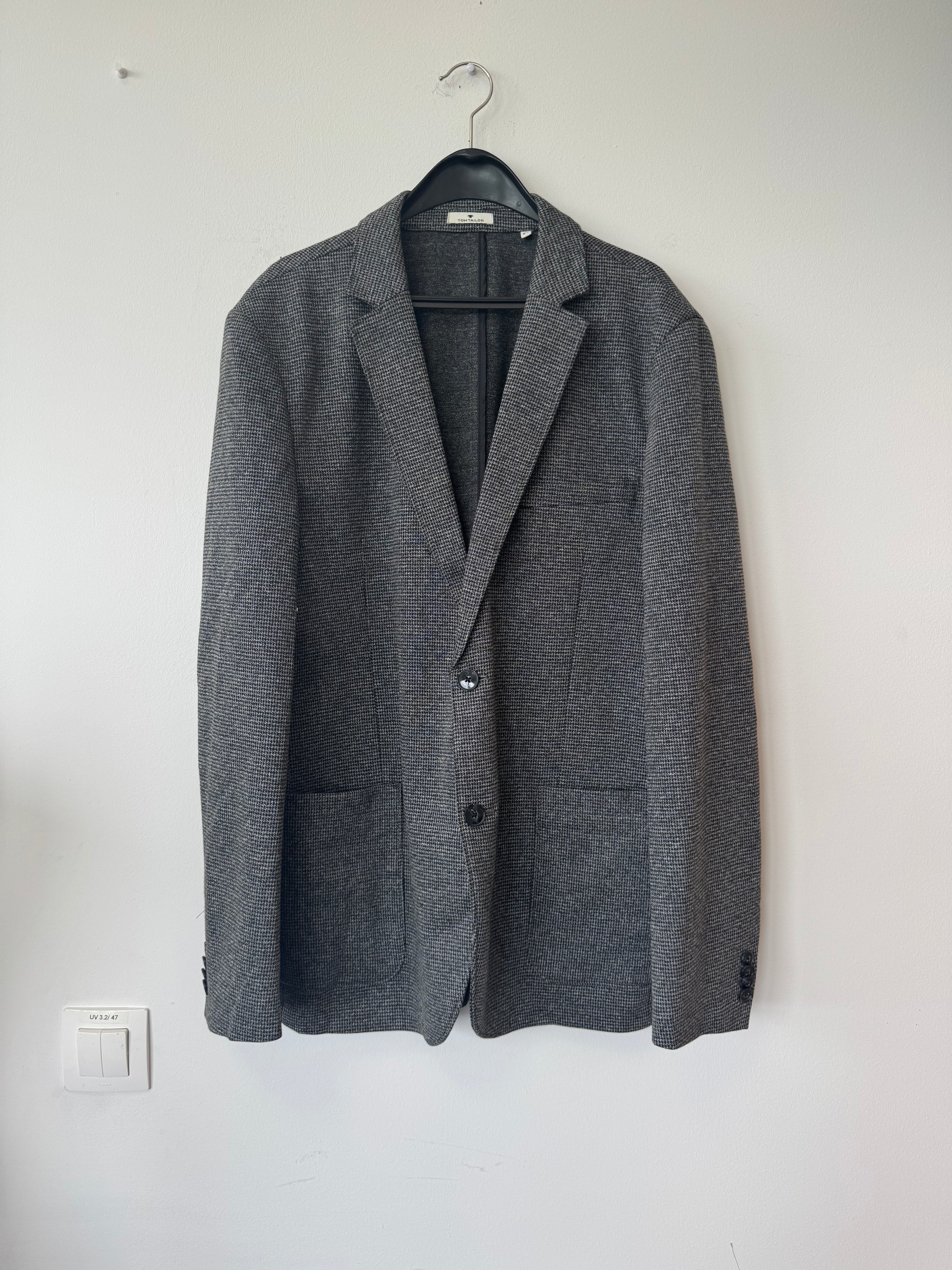 Tom Tailor Herren Blazer – Grau, Gr. 54, Polyester-Baumwolle, guter Zustand